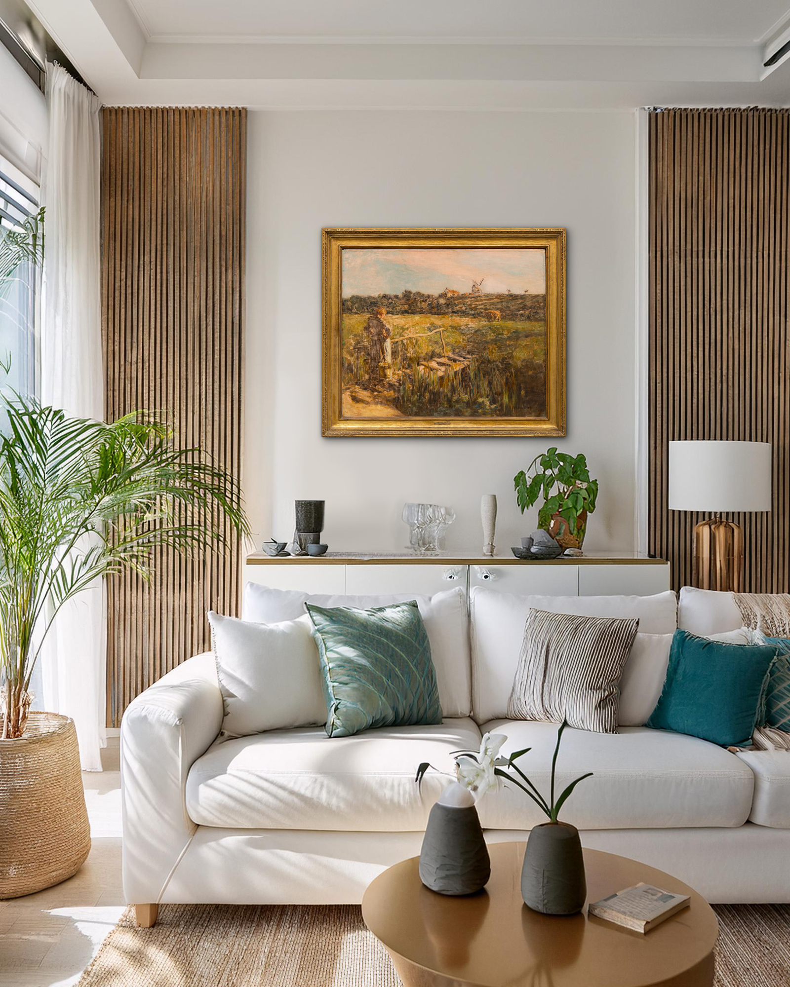 LEON AUGUSTIN LHERMITTE - The Milk Maid - oil on canvas - 28 x 33 1/4 in.