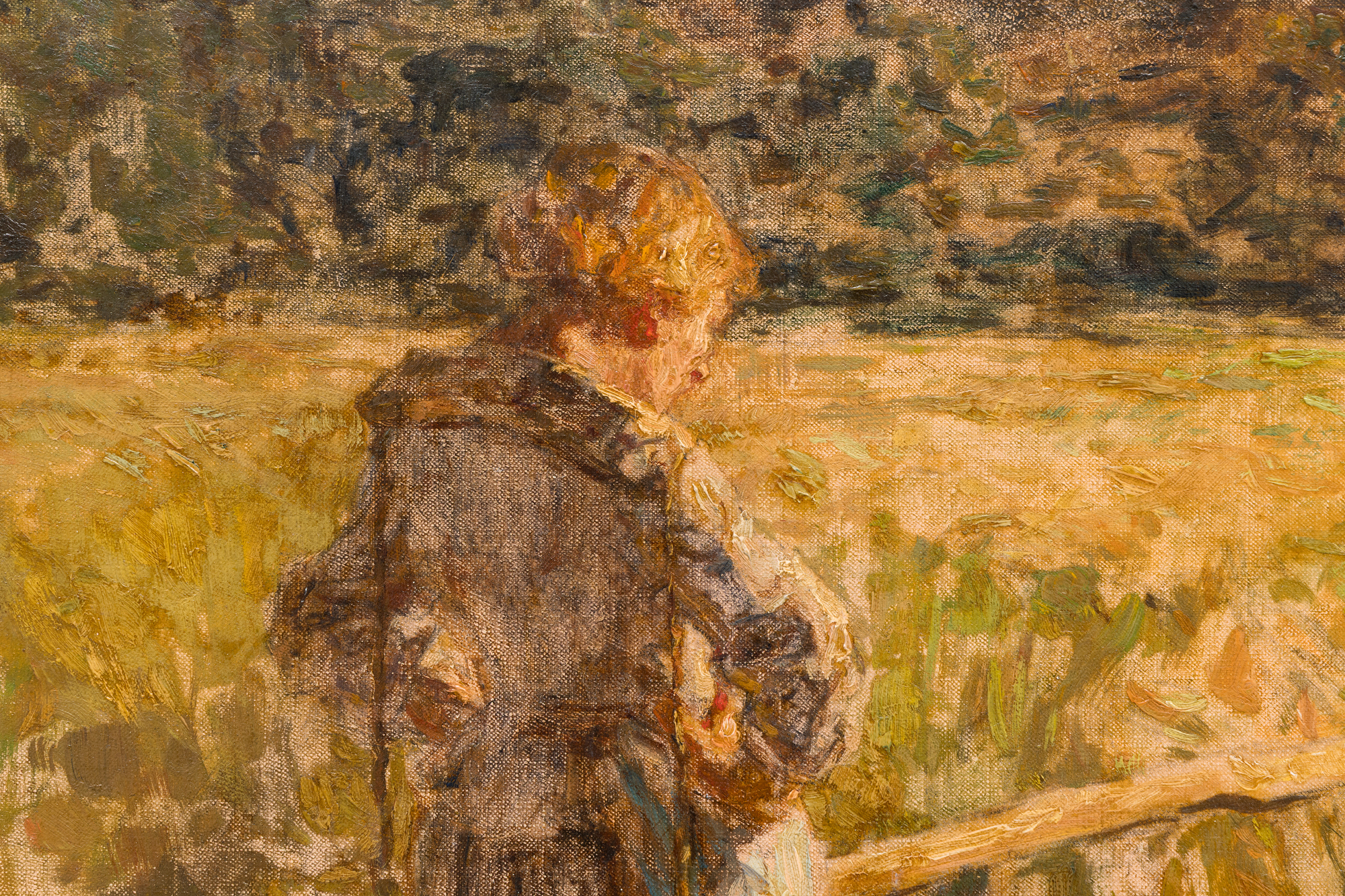 LEON AUGUSTIN LHERMITTE - The Milk Maid - oil on canvas - 28 x 33 1/4 in.