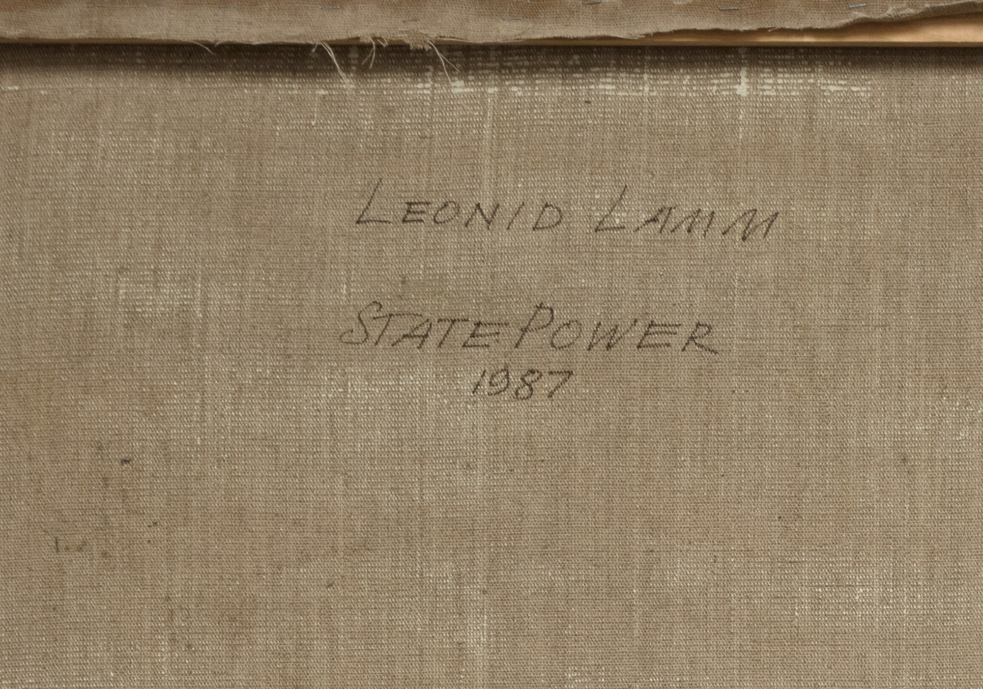 LEONID LAMM - State Power - oil on canvas - 68 3/8 x 66 x 1 in.