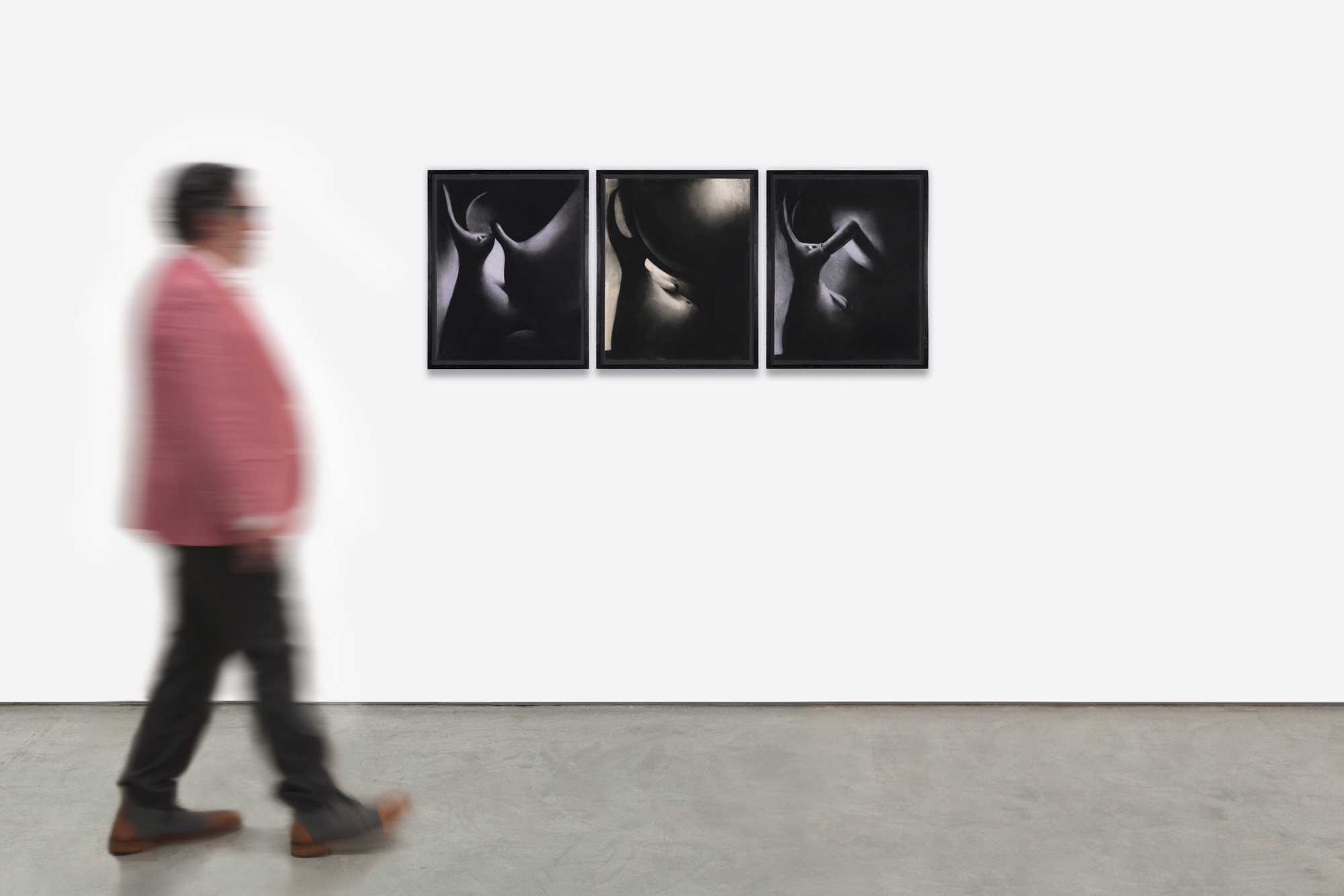 LISA YUSKAVAGE - The Black Bunny Series: Tit Love, Ass Love, Fellatial Love - charcoal on paper, in 3 parts - 24 1/2 x 19 1/2 in. ea.