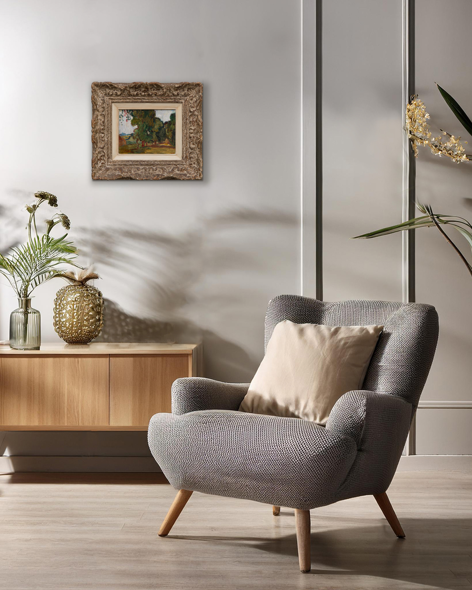 LOUIS VALTAT - Allée d'arbres - oil on canvas - 7 5/8 x 9 1/2 in.