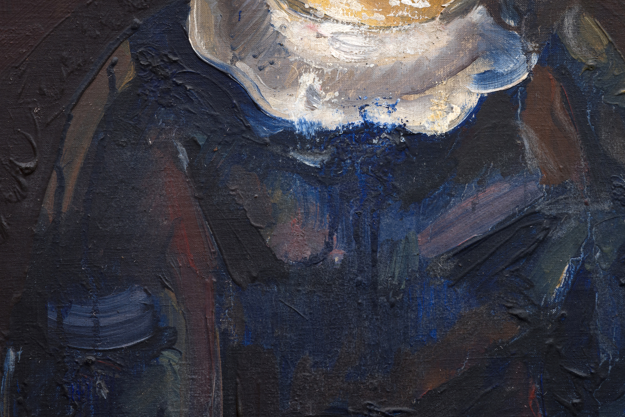 MARIA BLANCHARD - Fillette à la pomme <div><font face=Aptos size=3 color=black>María Blanchard, born in 1881, initially emerged as a committed Cubist painter, heavily influenced by her friendships with Juan Gris and other avant-garde figures. Her work in the 1910s showcased rigorous geometric abstraction, yet by the early 1920s, she began to transition toward a more figurative style. This shift aligned her with the “<em>Retour à l'ordre”</em> movement, in which many artists returned to more classical forms after the upheavals of war and early avant-garde experimentation. Blanchard's increasing focus on emotional depth and human subjects became a defining feature of these later works, culminating in pieces like "<em>Fillette à la pomme</em>."</font></div>
<br>
<br><div> </div>
<br>
<br><div><font face=Aptos size=3 color=black>Blanchard's Cubist roots, prominent in the angular treatment of the hands and apple, are softened throughout the girl's modest attire, suggesting a spiritual or religious significance. The model's pious countenance and the muted palette of browns, grays, and blues further reinforce that the painting continues a thread of religious themes, as seen in Picasso's early masterwork, "<em>The First Communion</em>," and Blanchard's own "<em>Girl at her First Communion</em>." The apple held in hand introduces layers of symbolism, often representing knowledge, innocence, or temptation, an association that suggests an emotional transition, bridging childhood and deeper awareness.</font></div>
<br>
<br><div> </div>
<br>
<br><div><font face=Aptos size=3 color=black>Blanchard's ability to fuse Cubist form with symbolic narrative and emotional complexity makes this painting a poignant reflection of her evolution as an artist. She humanizes the rigid forms of Cubism while imbuing her subjects with depth and inner life.</font></div>