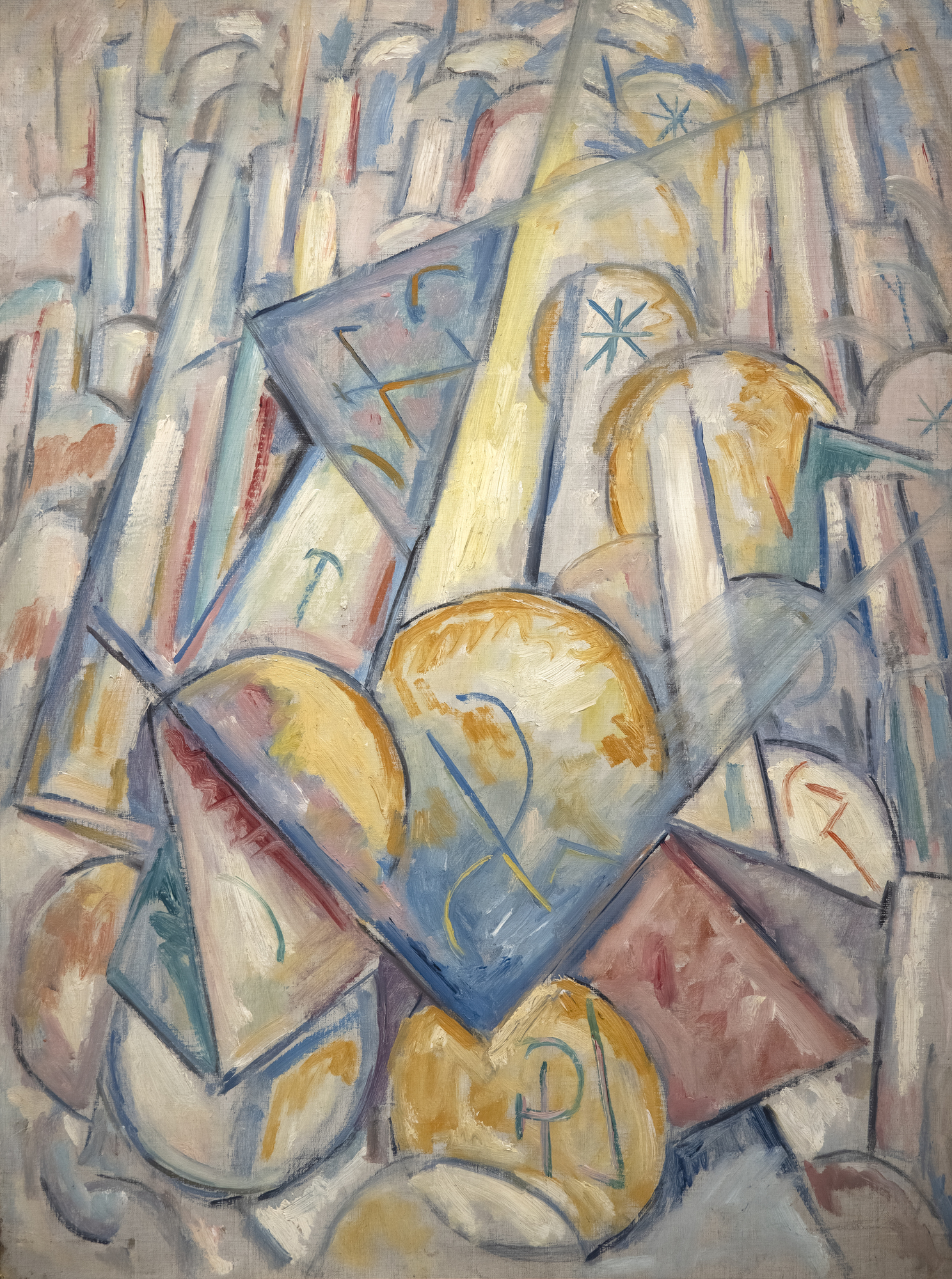 Shortly after arriving in Paris by April 1912, Marsden Hartley received an invitation. It had come from Gertrude Stein and what he saw at her 27 rue de Fleurus flat stunned him. Despite his presumptions and preparedness, “I had to get used to so much of everything all at once…a room full of staggering pictures, a room full of strangers and two remarkable looking women, Alice and Gertrude Stein…I went often I think after that on Saturday evenings — always thinking, in my reserved New England tone, ‘ how do people do things like that — let everyone in off the street to look at their pictures?… So one got to see a vast array of astounding pictures — all burning with life and new ideas — and as strange as the ideas seemed to be — all of them terrifically stimulating — a new kind of words for an old theme.” (Susan Elizabeth Ryan, The Autobiography of Marsden Hartley, pg. 77)&lt;br&gt;&lt;br&gt;The repeated visits had a profound effect. Later that year, Hartley was clearly disappointed when Arthur B. Davies and Walt Kuhn chose two of his still-life paintings for the upcoming New York Armory show in February 1913. “He (Kuhn) speaks highly of them (but) I would not have chosen them myself chiefly because I am so interested at this time in the directly abstract things of the present. But Davies says that no American has done this kind of thing and they would (not) serve me and the exhibition best at this time.” (Correspondence, Marsden Hartley to Alfred Stieglitz, early November 1912) A month later, he announced his departure from formal representationalism in “favor of intuitive abstraction…a variety of expression I find to be closest to my temperament and ideals. It is not like anything here. It is not like Picasso, it is not like Kandinsky, not like any cubism. For want of a better name, subliminal or cosmic cubism.” (Correspondence, Marsden Hartley to Alfred Stieglitz, December 1912)&lt;br&gt;&lt;br&gt;At the time, Hartley consumed Wassily Kandinsky’s recently published treatise Uber das Geistige in der Kunst (The Art of Spiritual Harmony) and Stieglitz followed the artist’s thoughts with great interest. For certain, they both embraced musical analogy as an opportunity for establishing a new visual language of abstraction. Their shared interest in the synergetic effects of music and art can be traced to at least 1909 when Hartley exhibited landscape paintings of Maine under titles such as “Songs of Autumn” and “Songs of Winter” at the 291 Gallery. The gravity of Hartley’s response to the treatise likely sparked Stieglitz’s determination to purchase Kandinsky’s seminal painting Improvisation no. 27 (Garden of Love II) at the Armory Show. As for Hartley, he announced to his niece his conviction that an aural/vision synesthetic pairing of art and music was a way forward for modern art. “Did you ever hear of anyone trying to paint music — or the equivalent of sound in color?…there is only one artist in Europe working on it (Wassily Kandinsky) and he is a pure theorist and his work is quite without feeling — whereas I work wholly from intuition and the subliminal.” (D. Cassidy, Painting the Musical City: Jazz and Cultural Identity in American Art, Washington, D.C., pg. 6)&lt;br&gt;&lt;br&gt;In Paris, during 1912 and 1913 Hartley was inspired to create a series of six musically themed oil paintings, the first of which, Bach Preludes et Fugues, no. 1 (Musical Theme), incorporates strong Cubist elements as well as Kandinsky’s essential spirituality and synesthesia. Here, incorporating both elements seems particularly appropriate. Whereas Kandinsky’s concepts were inspired by Arnold Schoenberg’s twelve-tone method of composition whereby no note could be reused until the other eleven had been played, Hartley chose Bach’s highly structured, rigorously controlled twenty-four Preludes and Fugues from his Well-Tempered Clavier, each of which establishes an absolute tonality. The towering grid of Bach Preludes et Fugues, no. 1 suggests the formal structure of an organ, its pipes ever-rising under a high, vaulted church ceiling to which Hartley extends an invitation to stand within the lower portion of the picture plane amongst the triangular and circular ‘sound tesserae’ and absorb its essential sonority and deeply reverberating sound. All of it is cast with gradients of color that conjures an impression of Cézanne’s conceptual approach rather than Picasso’s, Analytic Cubism. Yet Bach Preludes et Fugues, no. 1, in its entirety suggests the formal structural of Picasso’s Maisons à Horta (Houses on the Hill, Horta de Ebro), one of the many Picasso paintings Gertrude Stein owned and presumably staged in her residence on the many occasions he came to visit.