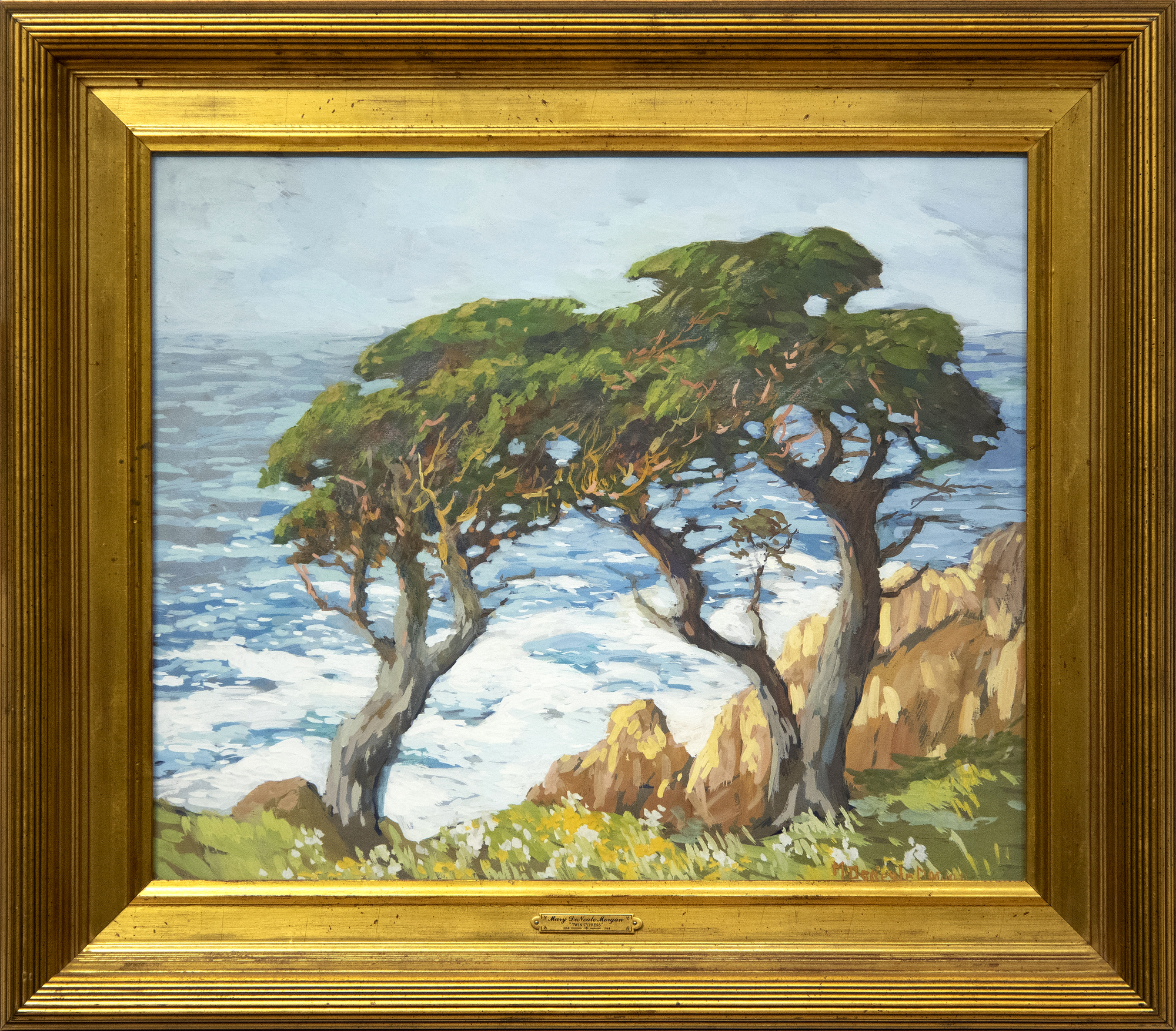 MARY DENEALE MORGAN - Twin Cypress - gouache on paper - 20 x 24 in.