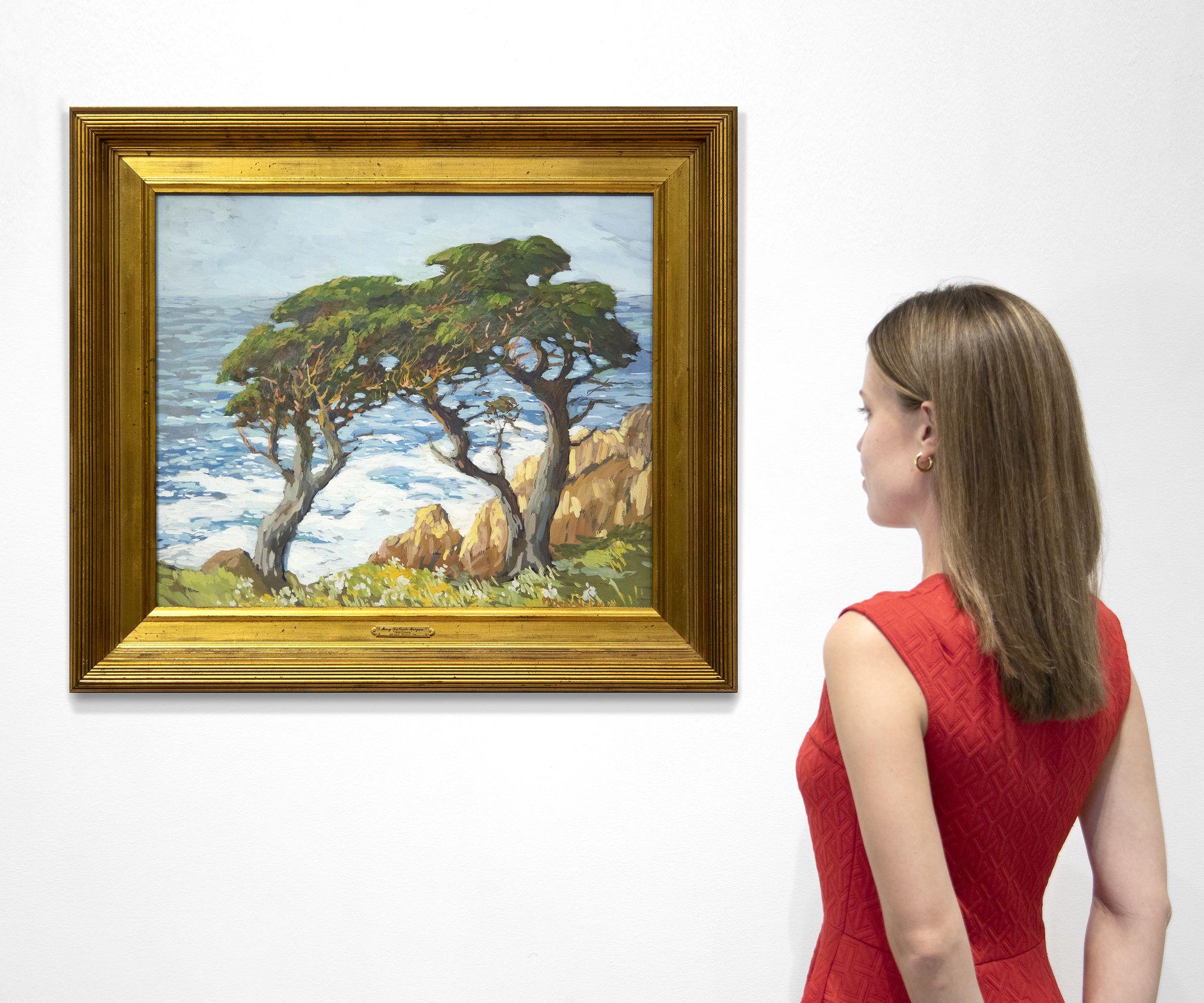 MARY DENEALE MORGAN - Twin Cypress - gouache on paper - 20 x 24 in.