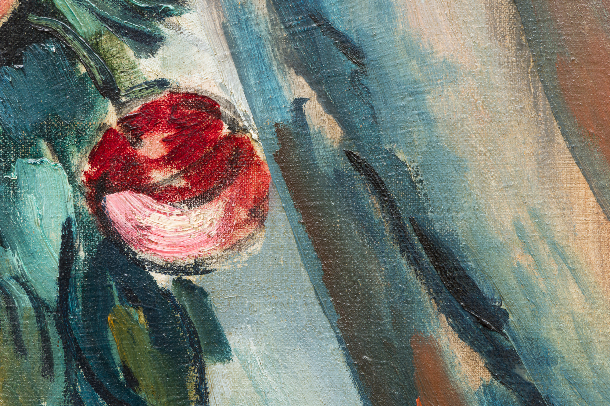 <div>Maurice de Vlaminck’s <em>Bouquet de Pivoines dans un Vase Bleu</em> (1913–14) is a prime-period still life that channels the artist’s Fauvist audacity into an image of exuberant, painterly force. A dense spray of peonies—painted as spiraling bursts of pinks, reds, and creamy whites—pushes outward from a deep blue vase, its rounded form anchoring the composition. With vigorous, directional brushstrokes, Vlaminck animates petals and foliage into a rhythmic surge, turning a traditional tabletop motif into a study of movement, texture, and chromatic intensity. </div><br><br><div>&nbsp;</div><br><br><div>As one of the core founders of Fauvism, Vlaminck was celebrated for his radical, non-naturalistic use of color, and this work retains that avant-garde approach. Cool blues and sea-greens collide with hot, saturated reds, while the background drapery and angled planes are simplified into sweeping passages that heighten contrast and speed. The paint surface remains boldly worked, emphasizing the physicality of oil on canvas and the immediacy of the artist’s hand. A prominent signature reinforces the picture’s assertive presence and its sense of completed statement. </div><br><br><div>&nbsp;</div><br><br><div>The painting will be included in the forthcoming critical catalogue of Maurice de Vlaminck’s works, currently being prepared by Maïté Vallès-Bled and Godeliève de Vlaminck under the auspices of the Wildenstein Institute. Renewed international attention to Vlaminck’s achievements—including a recent retrospective at Museum Barberini in Potsdam, the first in nearly a century—has reaffirmed his vital role in the development of modern painting. <em>Bouquet de Pivoines dans un Vase Bleu </em>captures that legacy: unapologetically modern and powered by color as expression. </div>