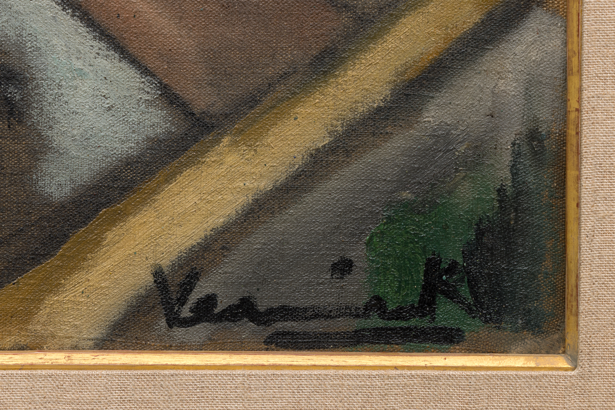 MAURICE DE VLAMINCK - Le Viaduc de Saint-Germain-en-Laye <div><font face=Lato size=3>Maurice de Vlaminck’s <em>Le Viaduc de Saint-Germain-en-Laye</em> (circa 1910-1911), an arresting oil on canvas framed in ornate gold, captures the industrial elegance of a viaduct west of Paris. This work, set to be included in the forthcoming catalogue raisonné by the Wildenstein Plattner Institute, reflects Vlaminck’s fascination with the Saint-Germain area. Known for painting its urban landscapes and Seine-side scenes, he infused this particular scene with angular Cubist elements gaining traction in early 20th-century art. The viaduct, built in the 1880s to carry the Paris-Saint-Germain railway line, looms with golden arches against a turbulent gray sky, its unyielding structure juxtaposed with the fractured rooflines of quaint village houses. </font></div>
<br>
<br><div><font face=Lato size=3> </font></div>
<br>
<br><div><font face=Lato size=3>Vlaminck’s bold brushstrokes and muted palette create a textured, almost sculptural effect, with trees and rooftops rendered in dynamic, faceted shapes. The overcast sky enhances the scene’s ambient intensity, while the viaduct’s arches dominate, symbolizing modernity amid rural charm. This work exemplifies his early Fauvist roots evolving into Cubist influences, showcasing a pioneering style. </font></div>
<br>
<br><div><font face=Lato size=3> </font></div>
<br>
<br><div><font face=Lato size=3>A resident of the region, Vlaminck frequently depicted its evolving landscape, blending tradition with innovation. "Le Viaduc de Saint-Germain-en-Laye" offers collectors a rare glimpse into his transformative period. Its striking composition and historical context make it a compelling addition to any collection, celebrating Vlaminck’s contribution to modern art’s development. </font></div>