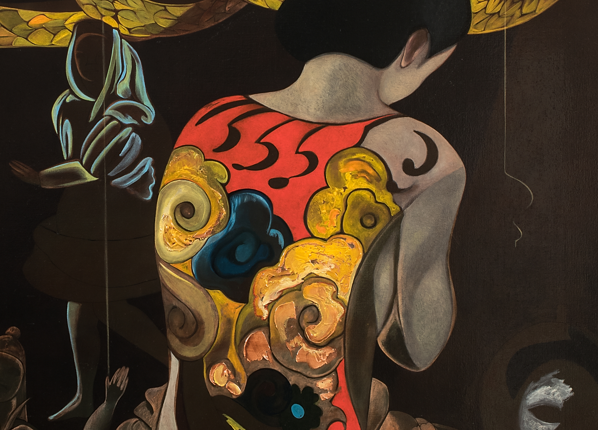 MAX PELLEGRINI - La Geisha e il Cavaliere - huile sur toile - 63 x 51 po.