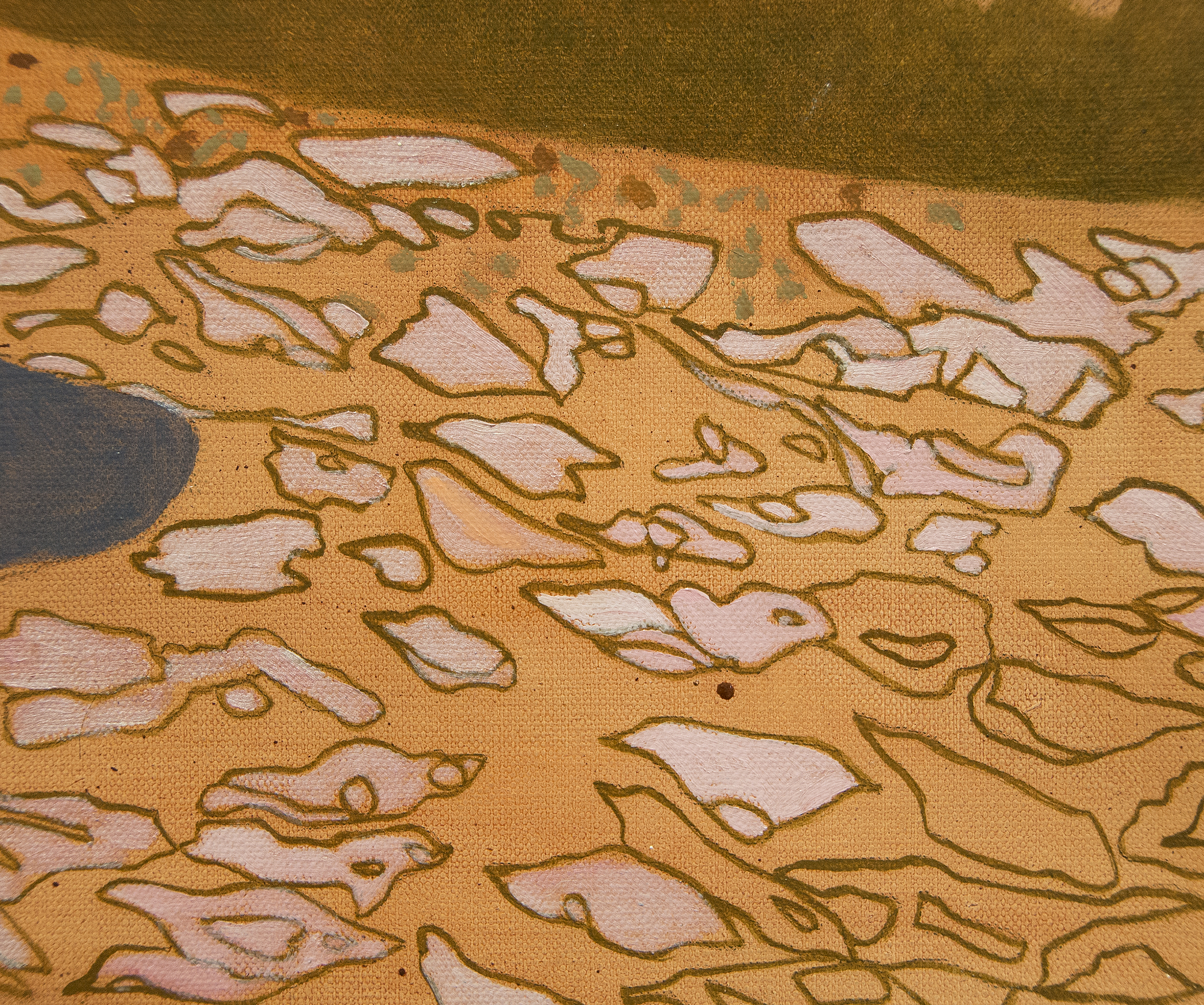 Pellegrini returns to Classical Mythology to paint an adapted narration of the love story of Cupid and Psyche. Traditionally, Psyche was a young princess who was hailed for her beauty and unfortunately caught the eye of a jealous Venus. Venus entrusted Cupid to punish Psyche by making her fall in love with something hideous. Cupid accidently scratched himself with his amorous dart, by which he immediately fell in love with Psyche. As a result, Cupid disobeyed his mother’s orders to punish Psyche. Ultimately they married, but not before Psyche completed a number of painstaking and nearly impossible tasks at the behest of Venus. <br><br>Pellegrini’s interpretation of this myth is cast over two canvases with different chromatic palettes, oscillating on a spectrum of abstraction and representation. This creates a disorienting temporal effect that creates a sense of mystery surrounding the passage of time between two lovers.