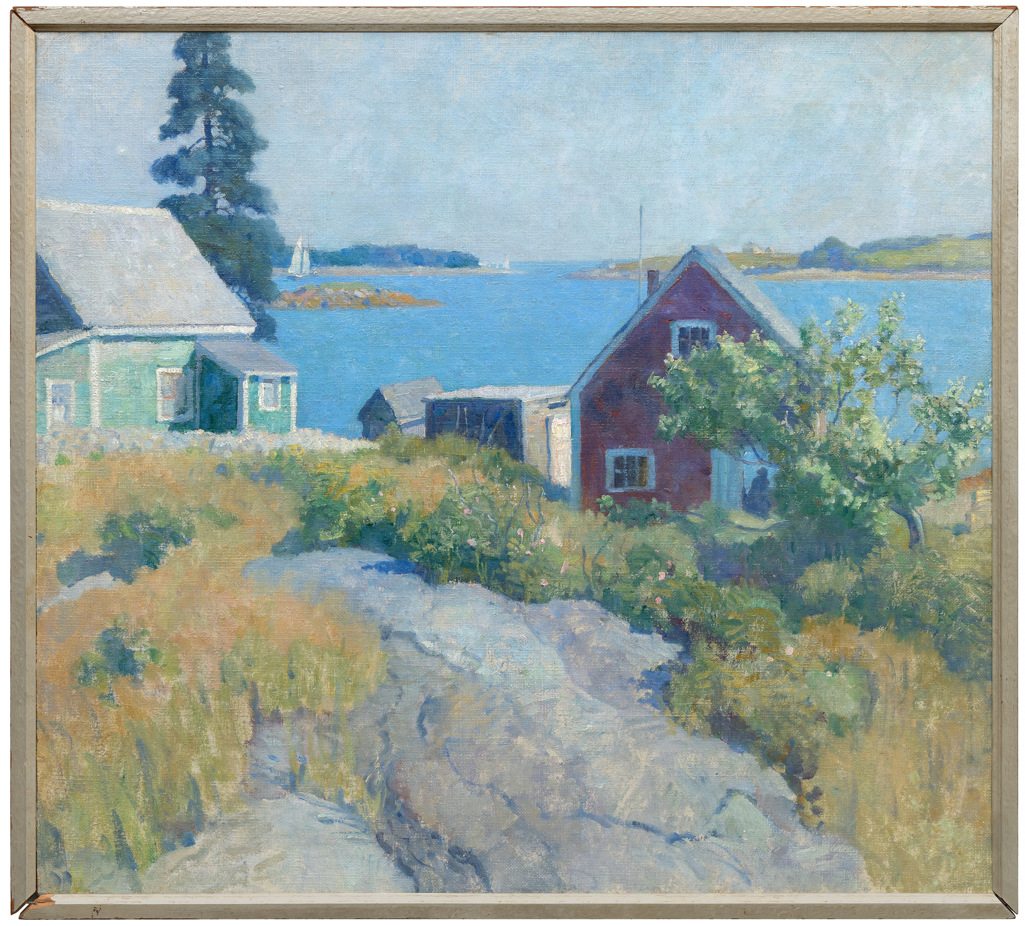 N.C. WYETH - Port Clyde Harbor, Maine - oil on canvas - 35 x 39 in.