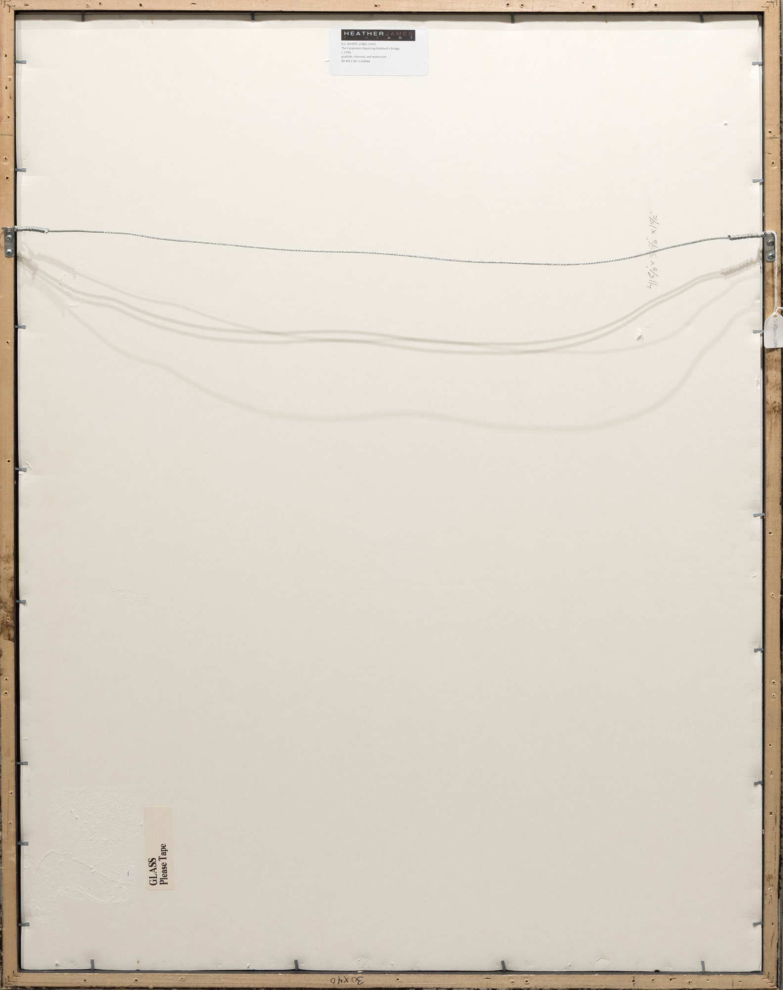 N.C. WYETH - The Carpenters Repairing Hubbard's Bridge - graphite, charcoal, and watercolor - 27 1/2 x 20 1/8 in.