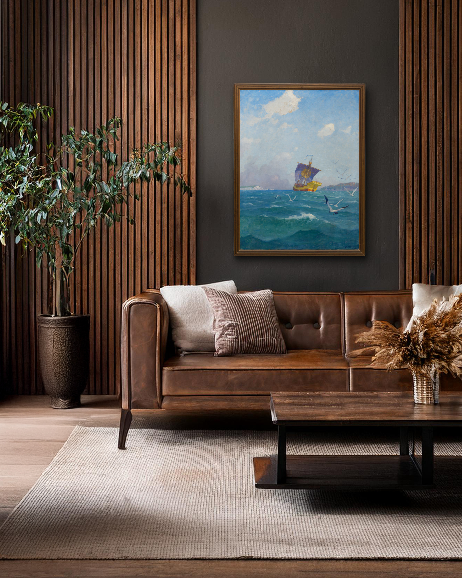 N.C. WYETH - The Sailing of the Yellow Cog - oil on canvas - 40 x 30 x 1 in.