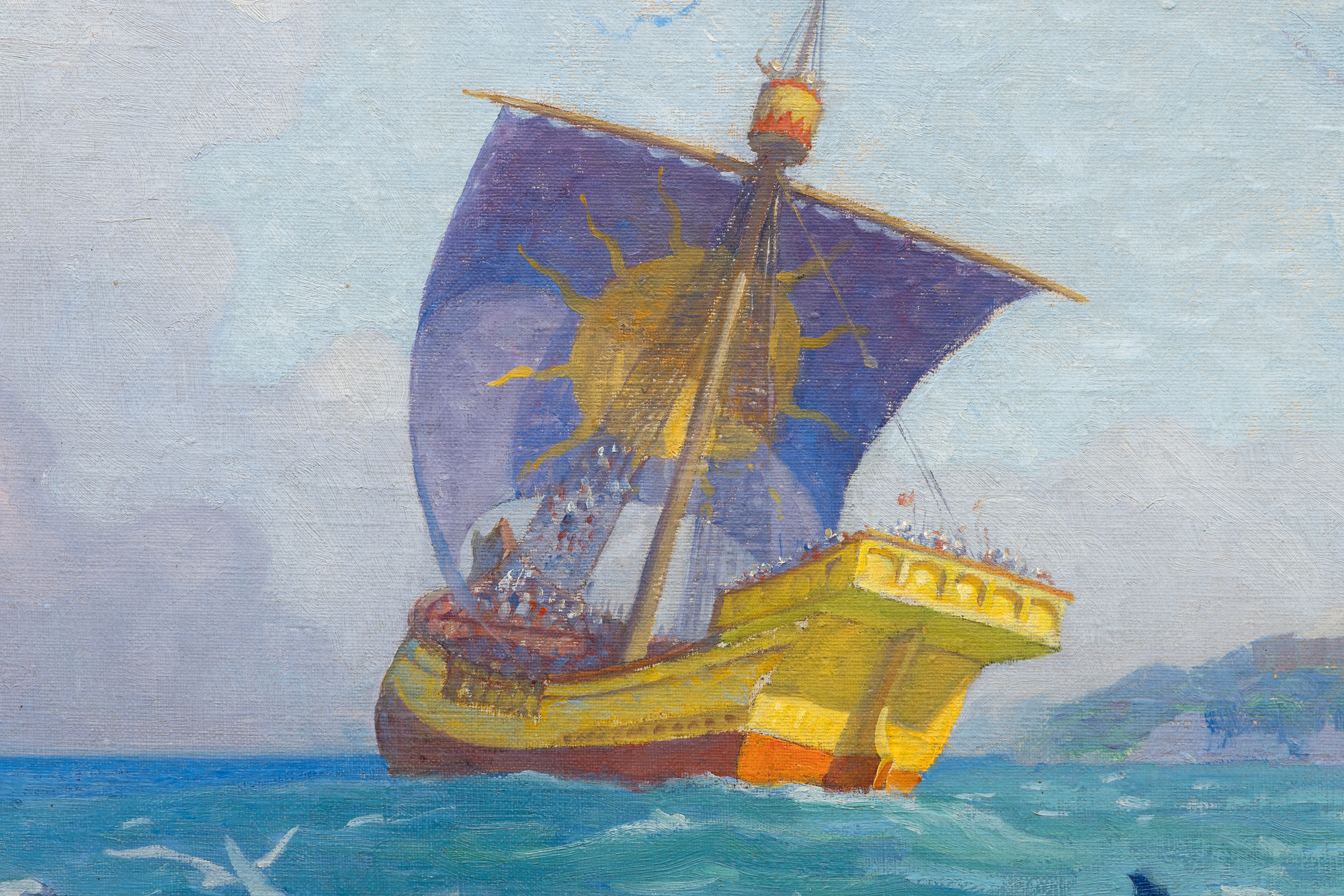N.C. WYETH - The Sailing of the Yellow Cog - oil on canvas - 40 x 30 x 1 in.