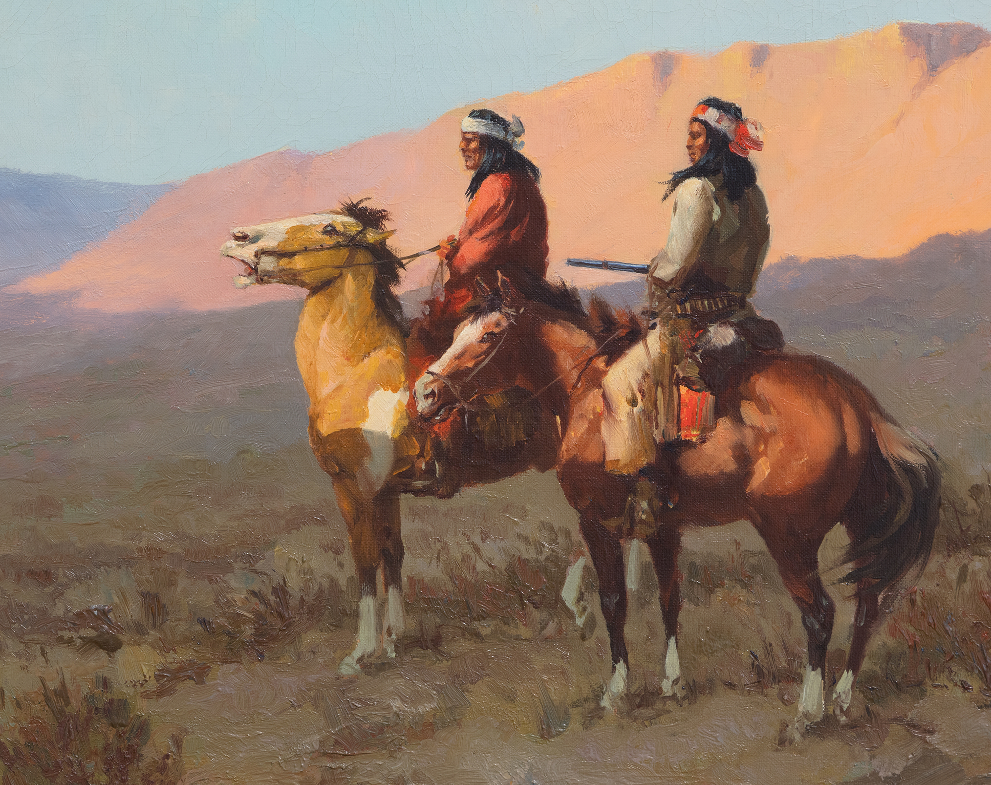 OLAF WIEGHORST - Apaches - huile sur toile - 20 x 24 in.