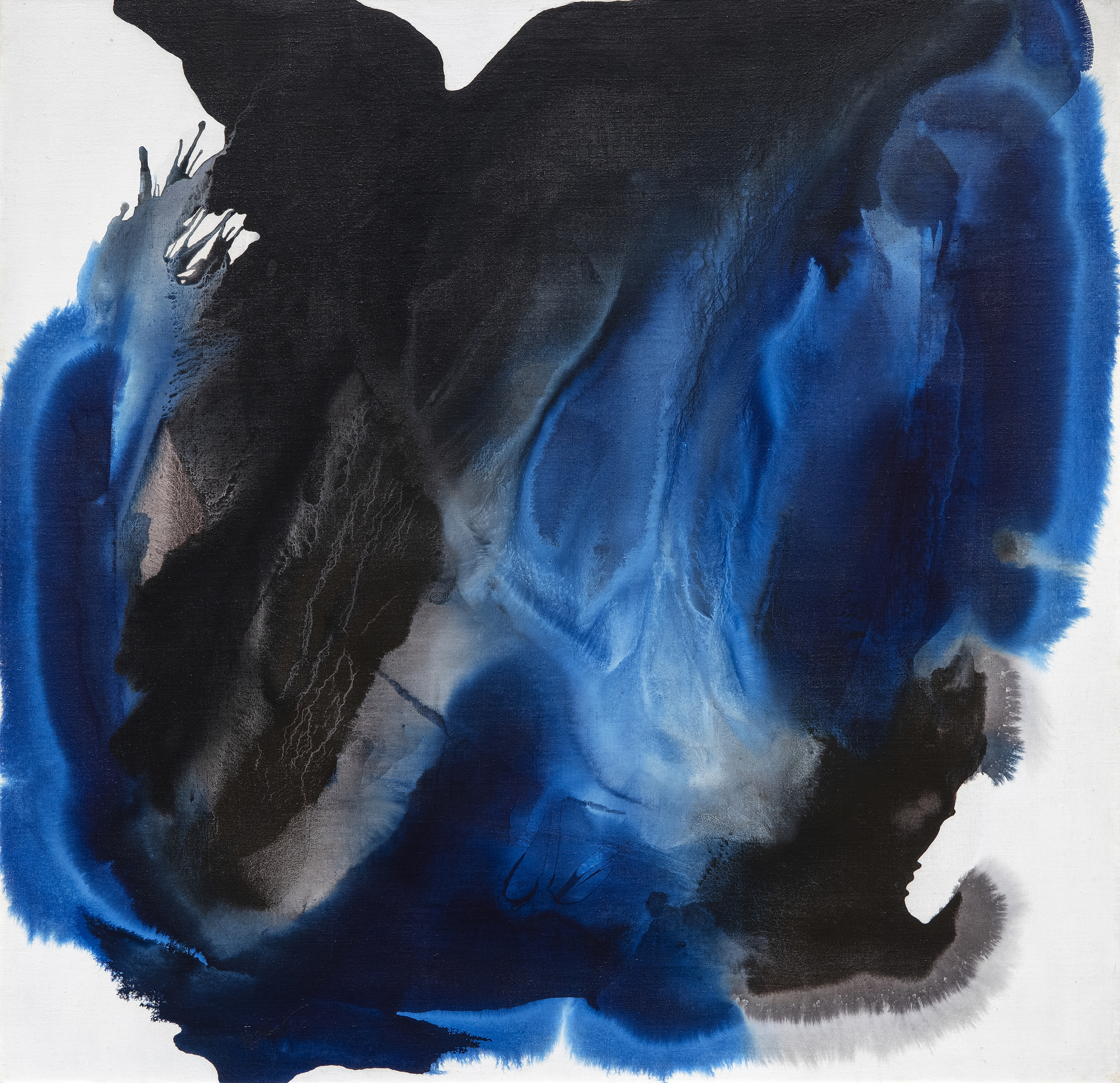 PAUL JENKINS - Phenomena with Black Anadem - ink, acrylic and oil on canvas - 51 x 51 in.