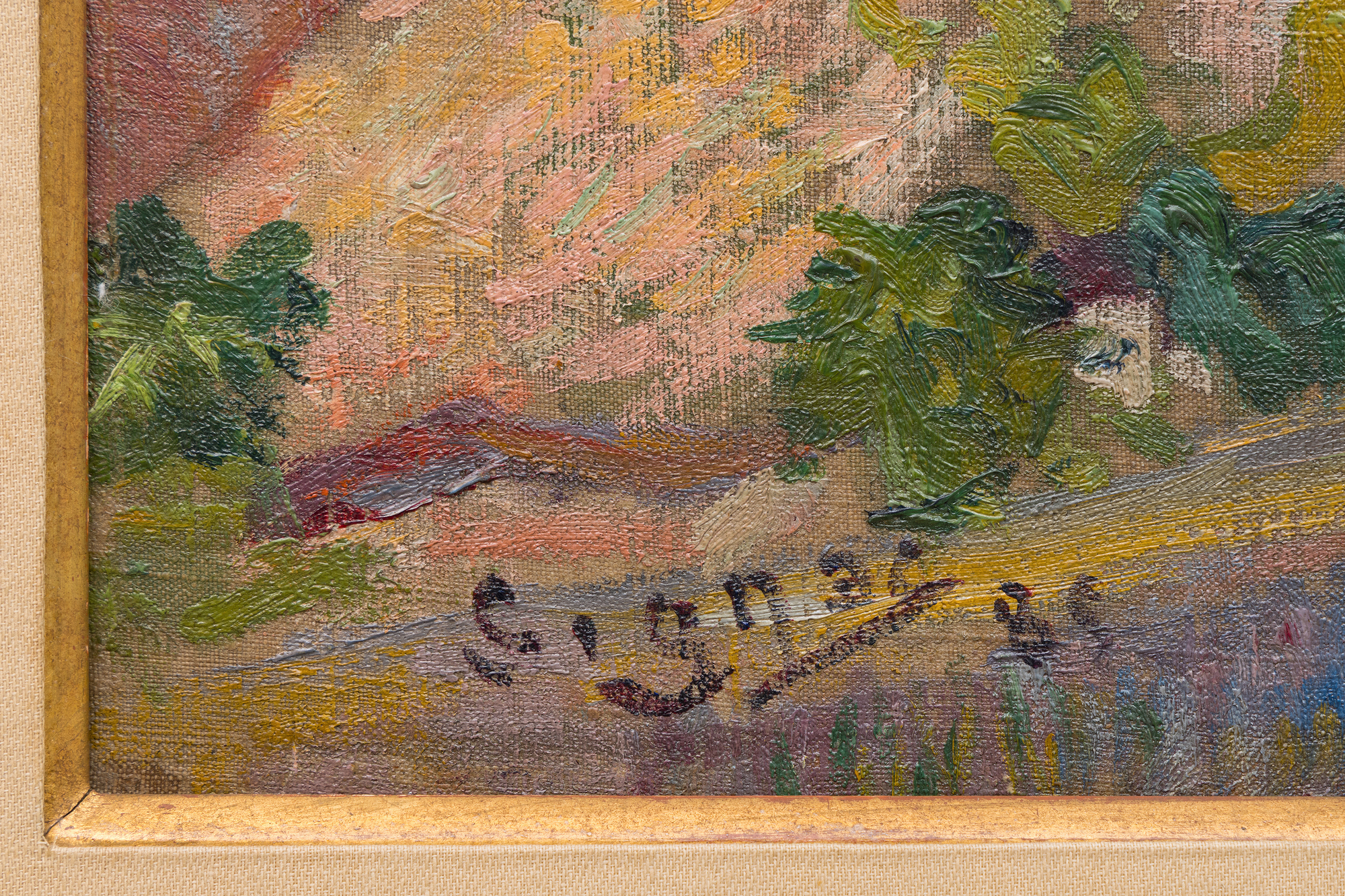 PAUL SIGNAC - Saint-Briac. D'une fenetre <div><font face=Lato size=3 color=black>Paul Signac’s <em>Saint-Briac. D’une fenêtre</em> (1885) captures the quiet beauty of the Breton landscape at a pivotal moment in the artist’s evolution from Impressionism to Neo-Impressionism. Painted during one of his frequent stays in Saint-Briac-sur-Mer, a coastal village in Brittany, this work reflects Signac’s early fascination with the play of light, color, and atmosphere before his full embrace of Divisionist technique. The composition, framed as if viewed from a window, balances structured geometry with painterly spontaneity, suggesting the artist’s growing concern with order and harmony in nature.</font></div>
<br>
<br><div> </div>
<br>
<br><div><font face=Lato size=3 color=black>The work once belonged to the French composer and conductor Jules Rivière and has been discussed in major art historical texts, including <em>Connaissance des Arts</em> (1956), Sophie Monneret’s <em>L’Impressionisme et son époque</em> (1980), and Françoise Cachin’s <em>Signac: Catalogue raisonné de l’oeuvre peint</em> (2000), where it is illustrated as entry no. 102. Comparable examples from the same Saint-Briac series are housed in the Metropolitan Museum of Art, the Art Institute of Chicago, and the Carnegie Museum of Art. Collectively, these works reveal Signac’s transition toward the structured luminosity that would soon define Neo-Impressionism and secure his place among the leading innovators of modern painting.</font></div>