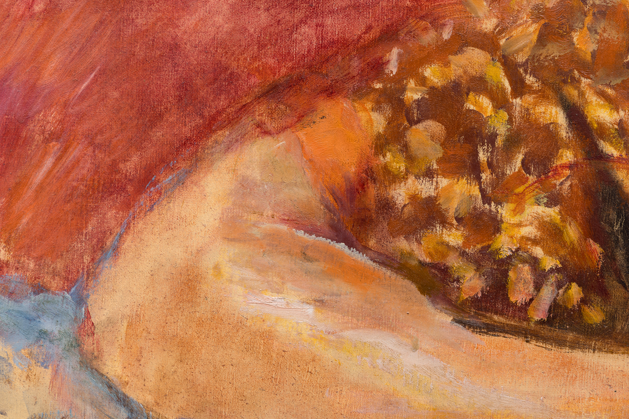 <div>Pierre Bonnard’s <em>La robe de chambre rouge (Marthe Bonnard)</em> (1912) is a richly intimate portrait of the artist’s lifelong muse and wife, Marthe de Meligny, painted at a moment when Bonnard was redefining modern interior painting through color, memory, and psychological nuance. Seated and absorbed in a private moment, Marthe is enveloped by a saturated red ground that presses close to the picture plane, dissolving traditional depth in favor of chromatic intensity. Her patterned robe and softly modeled face emerge through Bonnard’s layered brushwork, where color functions less as description than as emotional atmosphere. </div><br><br><div>&nbsp;</div><br><br><div>Painted in 1912, the work was exhibited extensively from the year of its creation, appearing in seven exhibitions across Paris, Rotterdam, and Munich, signaling its immediate recognition within Bonnard’s circle and the broader European avant-garde. The painting also boasts a distinguished provenance, having passed through the collections of notable French Jewish collector Alphonse Kahn; Eugène Blot, the influential gallerist, collector, and sculpture castor; and Jacques Dupont, the celebrated Olympic cyclist. </div><br><br><div>&nbsp;</div><br><br><div><em>La robe de chambre rouge</em> is published seven times, including Bonnard’s 1968 catalogue raisonné, where it is listed as no. 674. The artist’s portraits of Marthe occupy a central place in his oeuvre. Closely related examples are held in the permanent collections of major institutions such as the Tate, the Museum of Modern Art, the Guggenheim, and The Metropolitan Museum of Art, underscoring the enduring significance of these deeply personal yet formally radical compositions. </div>