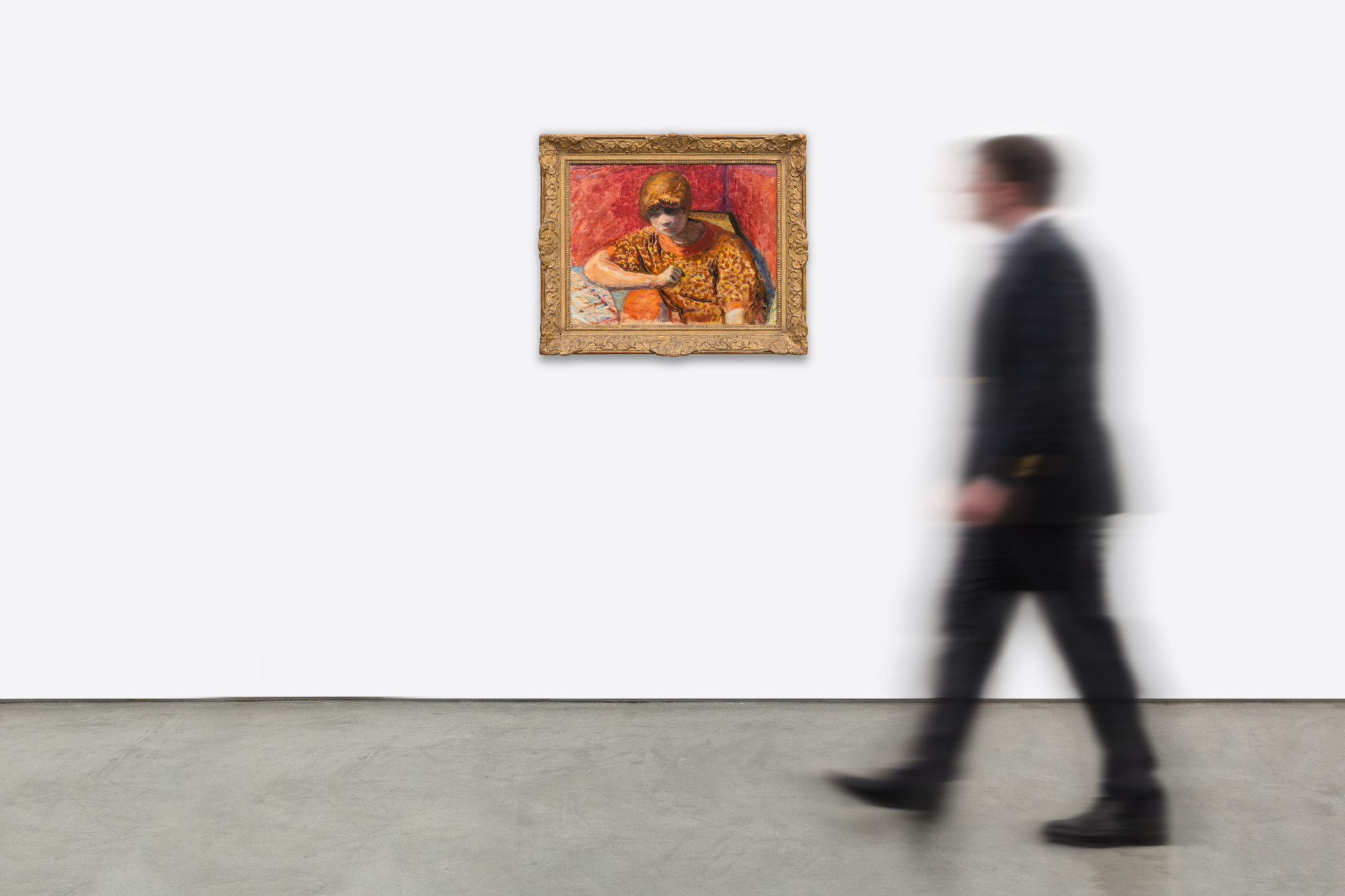 <div>Pierre Bonnard’s <em>La robe de chambre rouge (Marthe Bonnard)</em> (1912) is a richly intimate portrait of the artist’s lifelong muse and wife, Marthe de Meligny, painted at a moment when Bonnard was redefining modern interior painting through color, memory, and psychological nuance. Seated and absorbed in a private moment, Marthe is enveloped by a saturated red ground that presses close to the picture plane, dissolving traditional depth in favor of chromatic intensity. Her patterned robe and softly modeled face emerge through Bonnard’s layered brushwork, where color functions less as description than as emotional atmosphere. </div><br><br><div>&nbsp;</div><br><br><div>Painted in 1912, the work was exhibited extensively from the year of its creation, appearing in seven exhibitions across Paris, Rotterdam, and Munich, signaling its immediate recognition within Bonnard’s circle and the broader European avant-garde. The painting also boasts a distinguished provenance, having passed through the collections of notable French Jewish collector Alphonse Kahn; Eugène Blot, the influential gallerist, collector, and sculpture castor; and Jacques Dupont, the celebrated Olympic cyclist. </div><br><br><div>&nbsp;</div><br><br><div><em>La robe de chambre rouge</em> is published seven times, including Bonnard’s 1968 catalogue raisonné, where it is listed as no. 674. The artist’s portraits of Marthe occupy a central place in his oeuvre. Closely related examples are held in the permanent collections of major institutions such as the Tate, the Museum of Modern Art, the Guggenheim, and The Metropolitan Museum of Art, underscoring the enduring significance of these deeply personal yet formally radical compositions. </div>