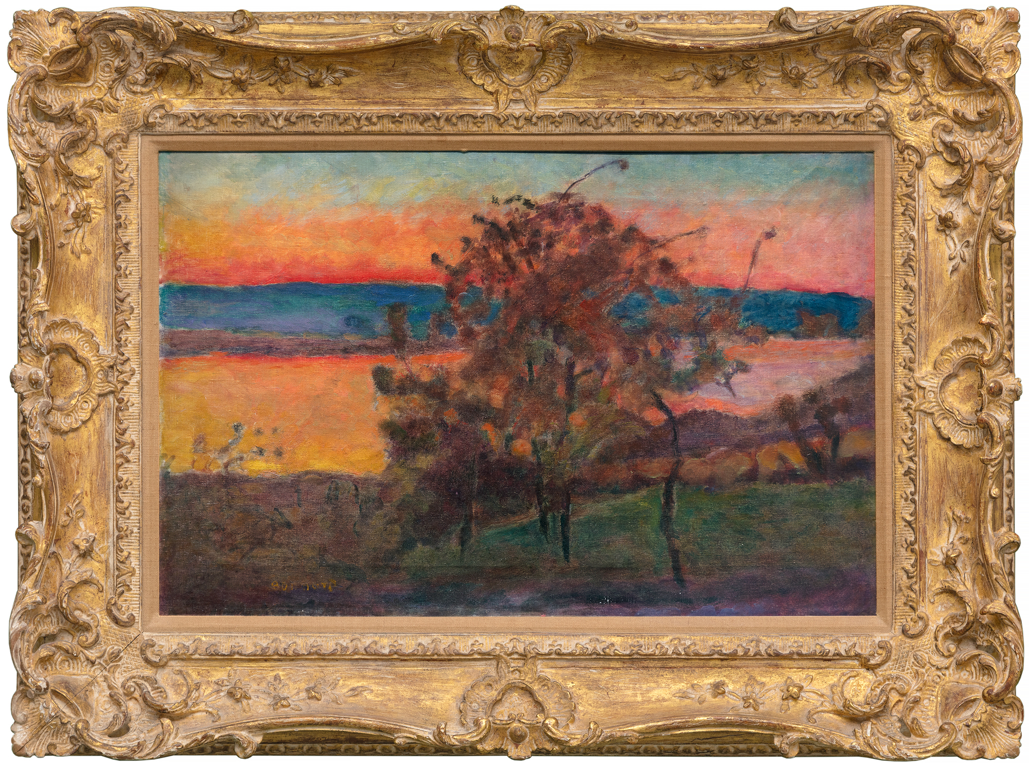 PIERRE BONNARD - Soleil Couchant - Öl auf Leinwand - 14 1/2 x 22 1/2 Zoll.