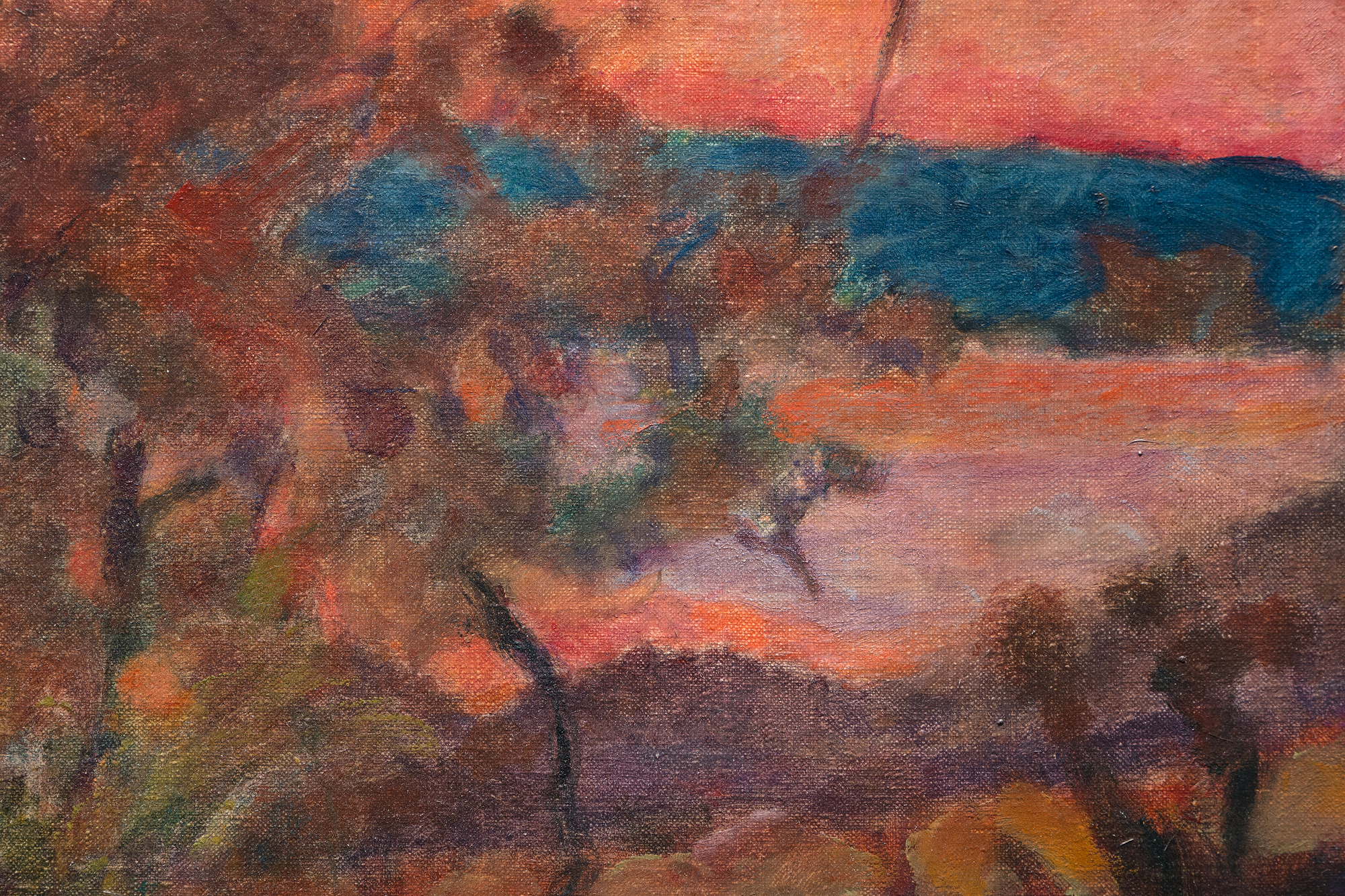 PIERRE BONNARD - Soleil Couchant - óleo sobre lienzo - 14 1/2 x 22 1/2 in.