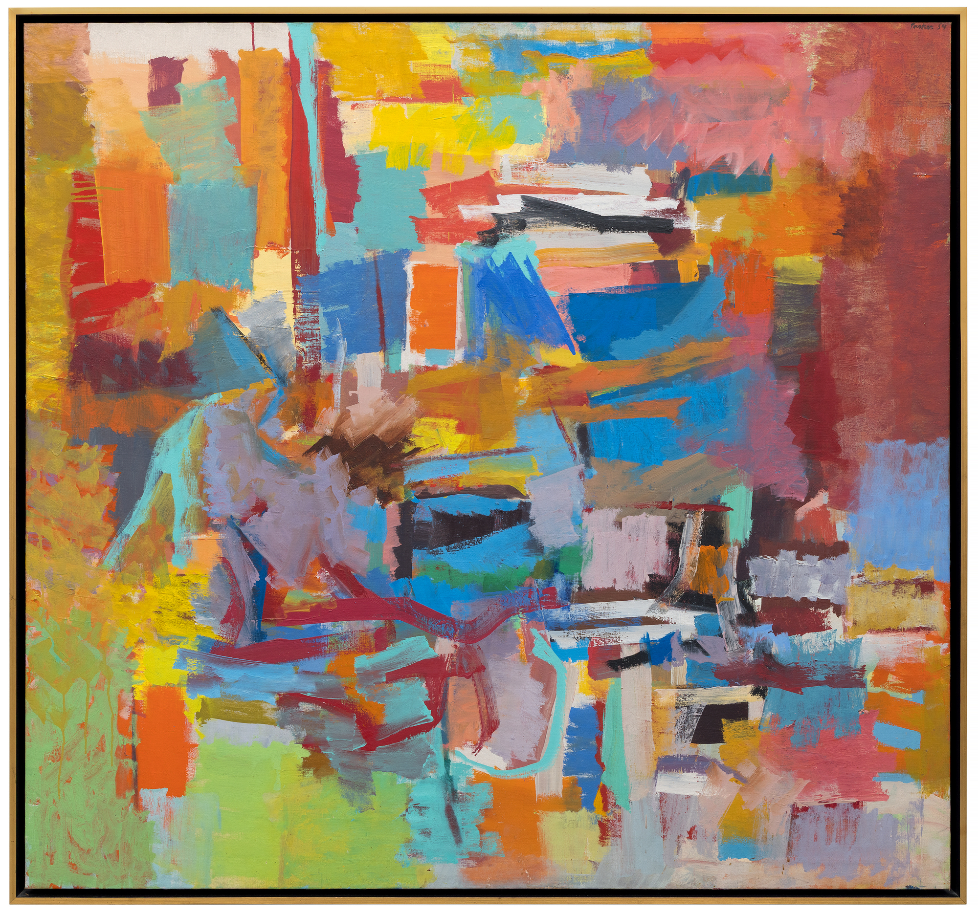 <div><font face=Lato size=3 color=black>Painted in 1954, this "Untitled" canvas exemplifies Ray Parker’s early engagement with Abstract Expressionism, a moment when he was forging a language of bold color and gestural immediacy. Parker worked directly on unstretched canvas, building the composition through broad, saturated brushstrokes that retain a sense of spontaneity and improvisation. The edges of form remain fluid, emphasizing the immediacy of his process. </font></div>
<br>
<br><div> </div>
<br>
<br><div><font face=Lato size=3 color=black>Although Parker would later become best known for his “Simple Paintings,” these early works are both rare and foundational, bridging the raw energy of Abstract Expressionism with the clarity of form that defined his mature style. With fewer than 310 works recorded at auction and very few from the 1950s, canvases of this scale and date seldom appear on the market. A related early abstraction, "Untitled" (1956), is in the collection of the Whitney Museum of American Art. "Untitled" (1954) represents a significant example of Parker’s innovative contribution to postwar American painting. </font></div>