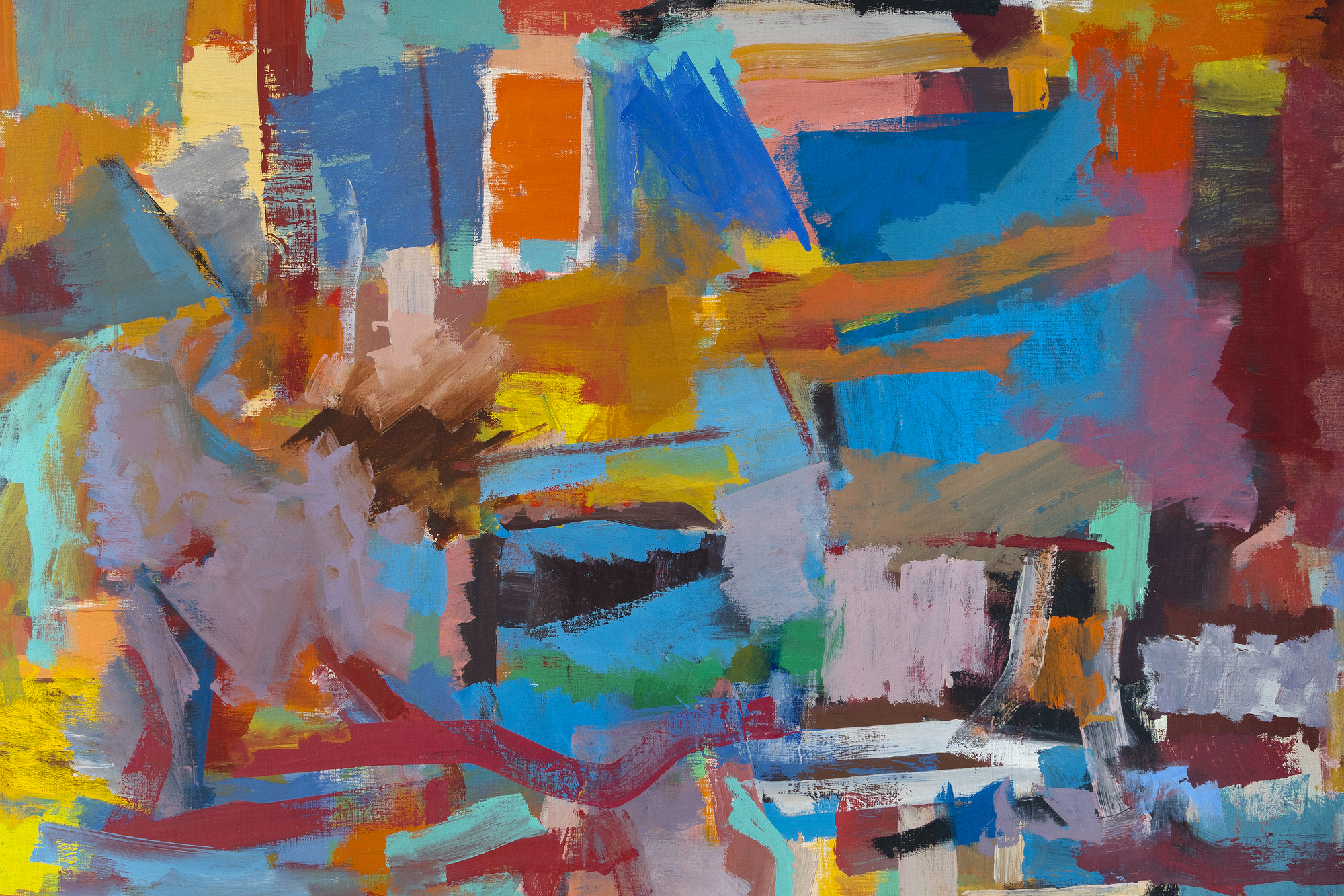 <div><font face=Lato size=3 color=black>Painted in 1954, this "Untitled" canvas exemplifies Ray Parker’s early engagement with Abstract Expressionism, a moment when he was forging a language of bold color and gestural immediacy. Parker worked directly on unstretched canvas, building the composition through broad, saturated brushstrokes that retain a sense of spontaneity and improvisation. The edges of form remain fluid, emphasizing the immediacy of his process. </font></div>
<br>
<br><div> </div>
<br>
<br><div><font face=Lato size=3 color=black>Although Parker would later become best known for his “Simple Paintings,” these early works are both rare and foundational, bridging the raw energy of Abstract Expressionism with the clarity of form that defined his mature style. With fewer than 310 works recorded at auction and very few from the 1950s, canvases of this scale and date seldom appear on the market. A related early abstraction, "Untitled" (1956), is in the collection of the Whitney Museum of American Art. "Untitled" (1954) represents a significant example of Parker’s innovative contribution to postwar American painting. </font></div>