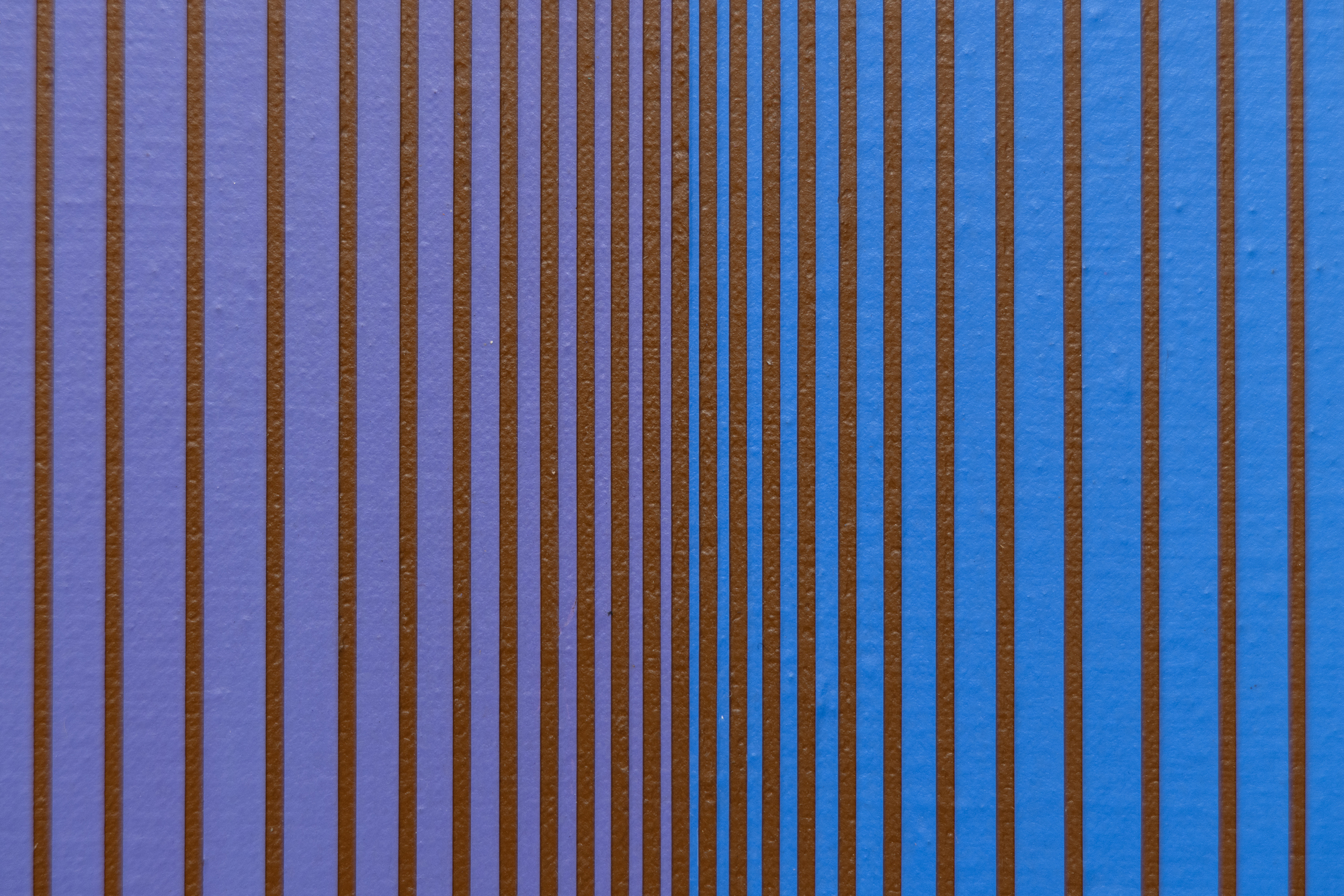 In 1970, Anuszkiewicz began the series Portals, a series of paintings consisting of upright rectangles formed from soft colors with vertical lines breaking up the color field and framing central, luminous rectangles. The orientation of "Blueing", however, presents an opportunity to recalibrate the artist's usual verticality of the Portal series, suggestive of transcendence, and transpose it to a horizontal plane implying connection rather than ascension. In the spirit of perceptual experimentation, the portal here, red, vividly set within the softer surrounding bands of color, provides a stronger contrast than usual and serves as a focal point anchoring the composition. An uncommon, if not unique, horizontal painting in the Portals series, "Blueing" underscores the complex interplay between an artist's intention, formal composition, and viewer perception. It engages us in a vibrant dialogue between the realms of the abstract and the visceral, encouraging a personal and immersive encounter.