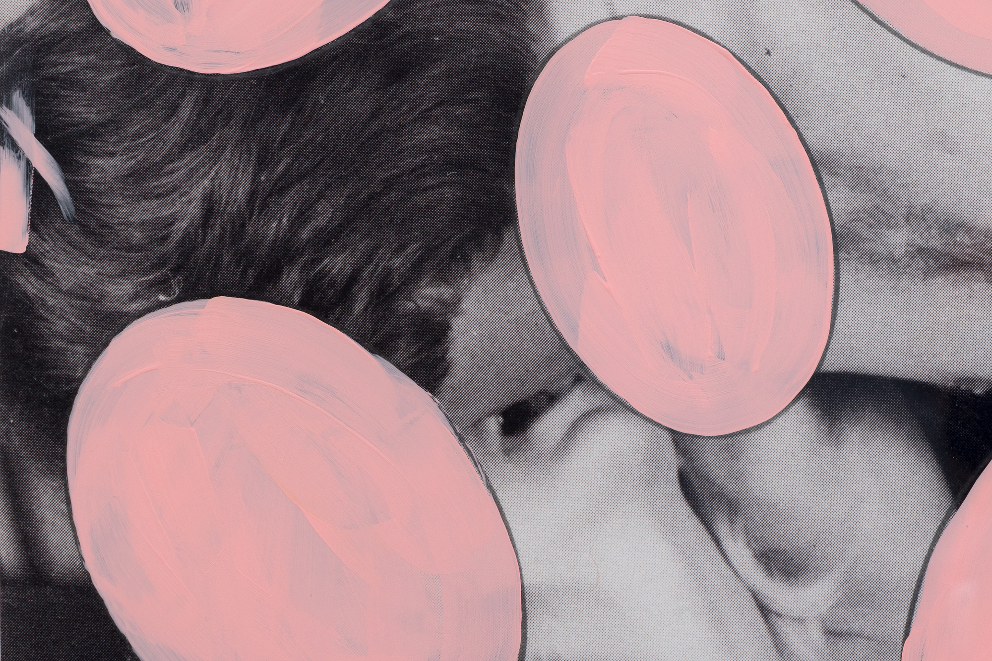 <div><font face=Calibri size=3 color=black>Richard Prince's "<em>Untitled</em>" from 2009 is a provocative and multilayered piece that engages with the themes of censorship, appropriation, and the boundaries of art. Prince uses a photographic montage of naked, intertwined bodies—imagery that evokes the explicit nature of an orgy and obscures its tawdry nature with a pattern of pink, egg-shaped acrylic elements covering much of the underlying image. The placement of these shapes is seemingly arbitrary, yet they play a crucial role in how the viewer perceives the piece. This obscuring overlay can be interpreted as a visual metaphor for censorship, alluding to how society imposes restrictions on what is deemed acceptable for public consumption. By covering parts of the bodies, Prince draws attention to the act of censorship itself rather than merely the content being censored. The viewer is left to imagine what lies beneath, heightening the sense of curiosity and the taboo.</font></div>
<br>
<br><div> </div>
<br>
<br><div><font face=Calibri size=3 color=black>Prince's work often critiques mass media and the commercialization of culture, and this piece is no exception. By altering found images, he questions the ownership and authorship of visual culture. The "censorship" elements in this work might also reference the commodification of sex and how the media sanitizes or obscures the raw, human aspects of such imagery to make it more palatable for the public.</font></div>
<br>
<br><div> </div>
<br>
<br><div><font face=Calibri size=3 color=black>In "<em>Untitled</em>," Prince challenges viewers to confront their perceptions of morality, art, and the power dynamics inherent in censorship. The work serves as a commentary on how images are manipulated and controlled in society, pushing the boundaries of what is considered art and what is considered obscene. Through this layered approach, Prince continues his exploration of the intersections between art, culture, and societal norms.</font></div>