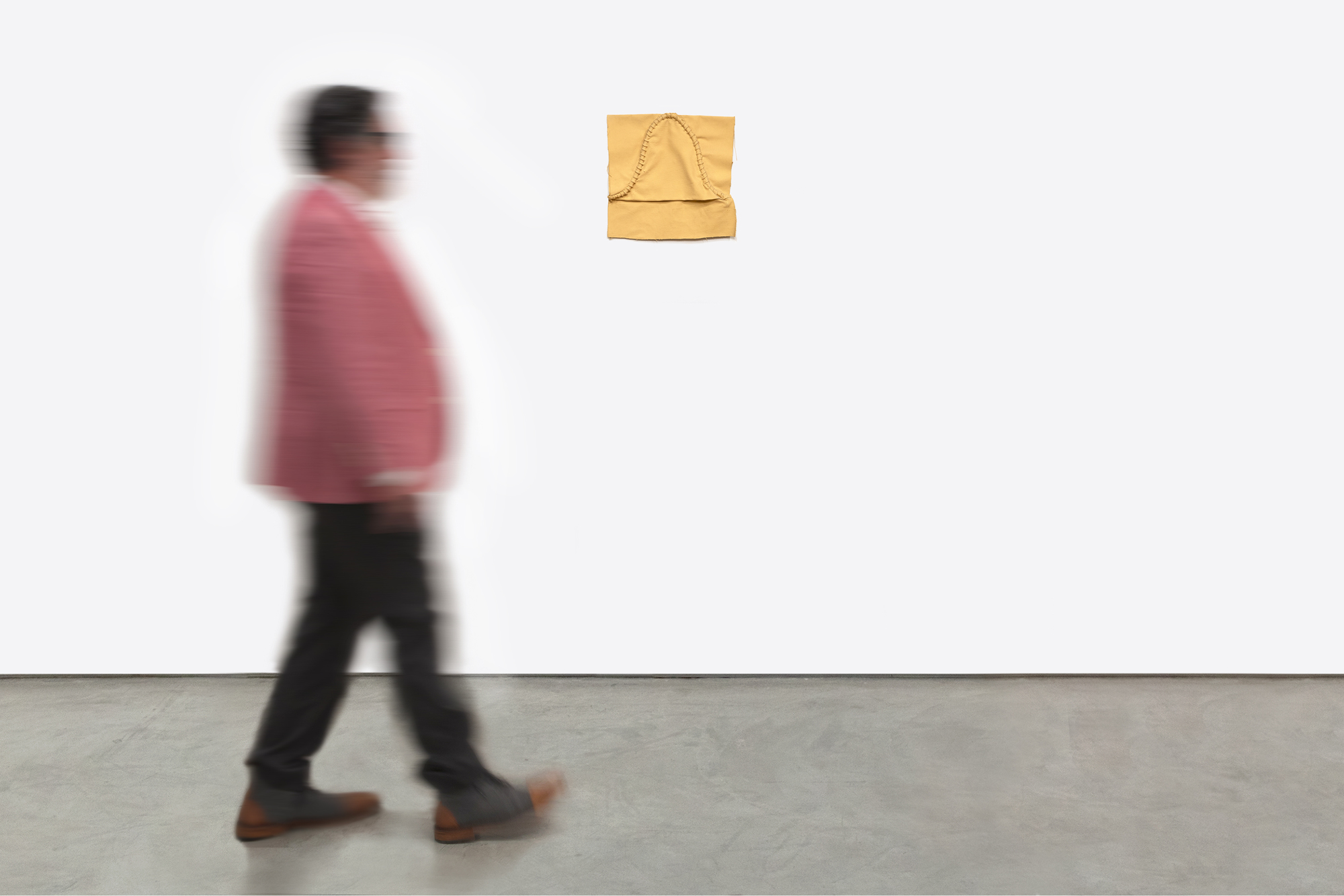 Richard Tuttle es un artista postminimalista estadounidense fundamental. La obra de Tuttle es conceptual y meditativa, cruzando los límites de la escultura, la pintura y la poesía, y a menudo desafiando al espectador. Untitled (Cloth and Paint Work #2) de 1973, un período crucial en la carrera del artista, evoca el minimalismo anterior de su carrera mientras que empuja hacia el arte conceptual basado en lo material. En la obra rinde homenaje a los readymades de Marcel Duchamp. Los textiles, como en esta pieza, juegan un papel importante en su obra y se convierten en sitios en los que enfocar la actuación, el compromiso y el significado.