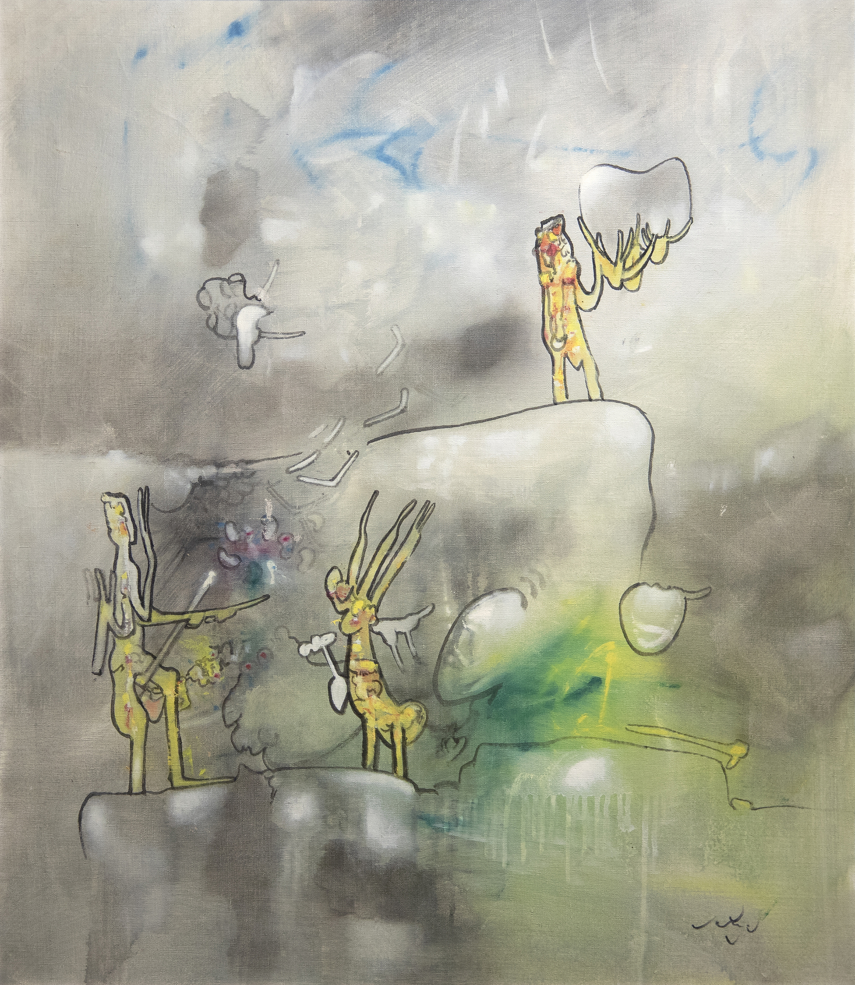 ROBERTO MATTA - L&#039;epreuve - óleo sobre lienzo - 29 1/2 x 25 1/2 in.