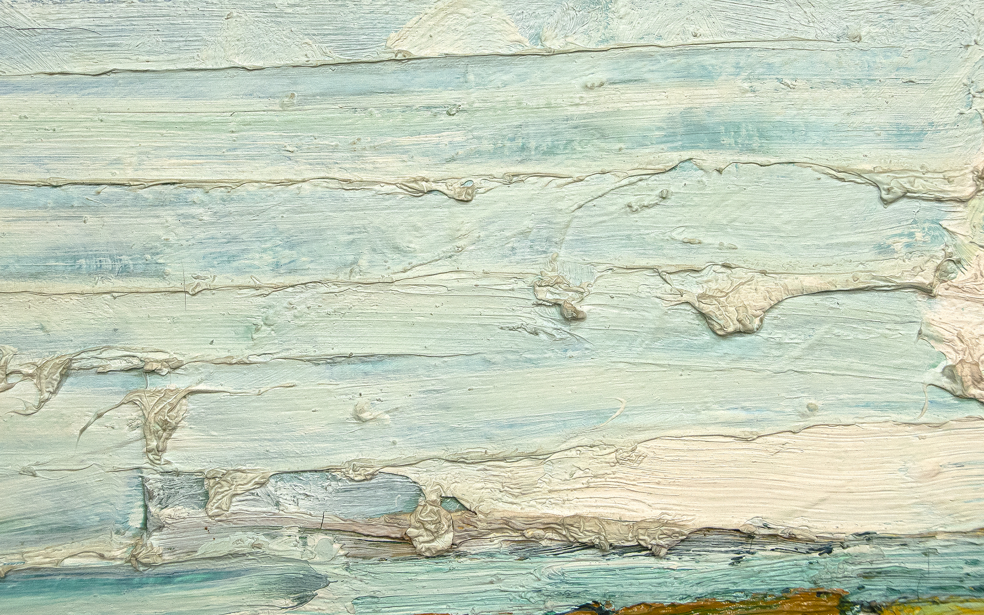 El almuerzo del artista del Área de la Bahía Roland Petersen es un óleo sobre lienzo de 1961, un año crítico para su serie de Picnic más conocida. Su obra de este período se caracteriza por su espeso impasto y su rico colorido. Profundamente influenciado por estudios con Hans Hoffman, Petersen experimentó con la abstracción, mezclando aquí estilos abstractos y figurativos. Pintado cuando Petersen tenía 35 años, Luncheon se encuentra dentro de un marco de tiempo que incluye su exposición individual agotada en 1962 en la Staempfli Gallery de Nueva York, su exposición individual en Esther-Robles en Los Ángeles, y la beca Guggenheim Fellowship que le dio la oportunidad de estudiar en París.