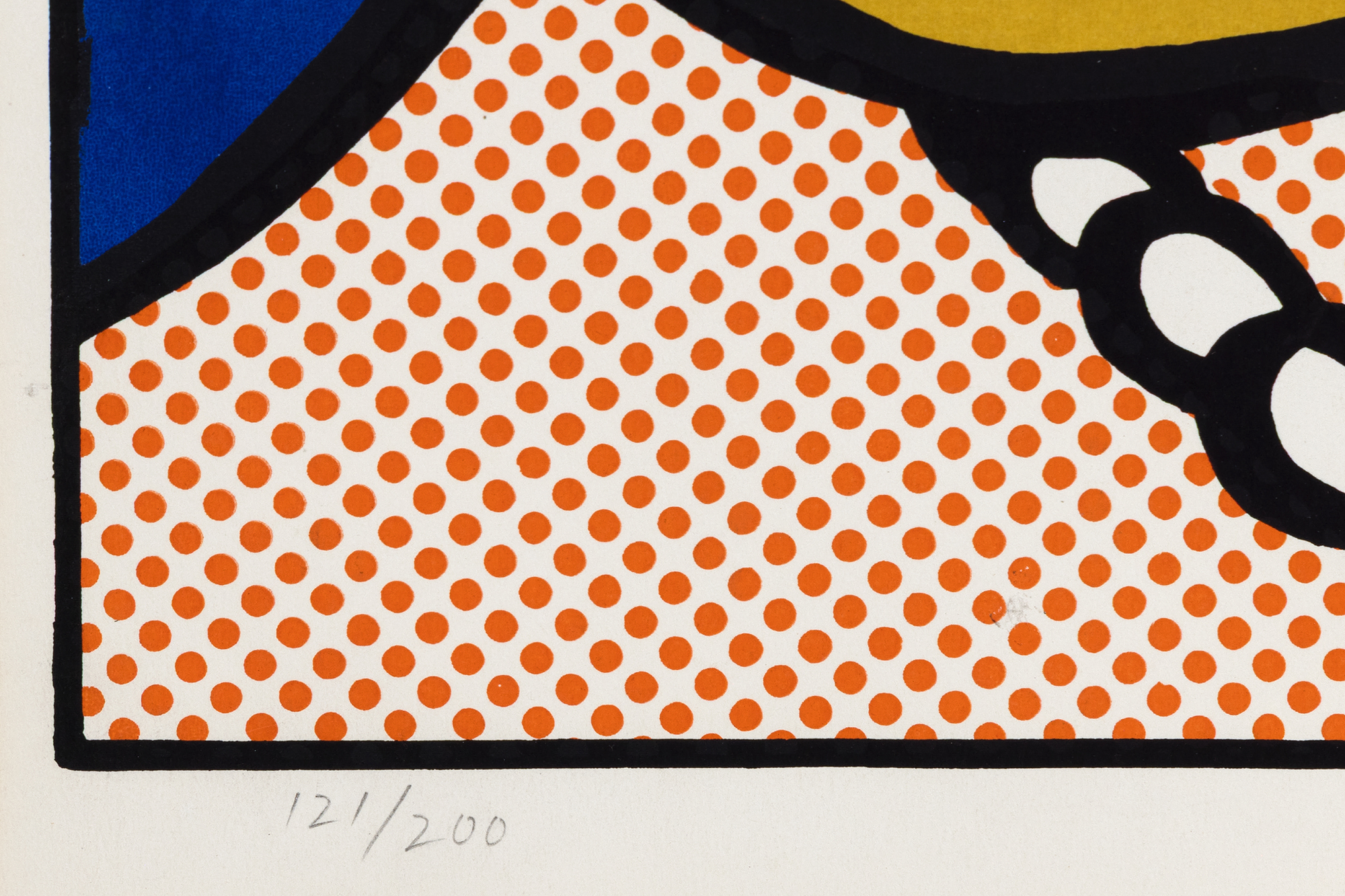 ROY LICHTENSTEIN - Reverie <div><font face=Lato size=3>Roy Lichtenstein’s <em>Reverie</em> (1965) is a landmark screenprint that exemplifies the artist’s transformation of comic book imagery into high art. Published as part of the influential <em>11 Pop Artists </em>portfolio, this work comes from an edition of 200, with this impression numbered 121/200. In addition, approximately 50 Roman numeral proofs and a small number of artist’s proofs were also issued. The portfolio, which brought together emerging figures such as Lichtenstein, Andy Warhol, and Tom Wesselmann, played a pivotal role in cementing Pop Art’s place within the contemporary art canon. </font></div>
<br>
<br><div><font face=Lato size=3> </font></div>
<br>
<br><div><font face=Lato size=3>Reverie depicts a pensive, stylized heroine rendered in Lichtenstein’s hallmark Ben-Day dots, bold outlines, and primary colors, capturing both the melodrama and restraint of comic-book narrative. The title recalls the nostalgic 1927 song <em>Stardust</em> by Hoagie Carmichael, specifically the line “The melody haunts my reverie,” underscoring the nostalgic mood conveyed in the sitter’s far-off gaze. Lichtenstein himself considered his contributions to <em>11 Pop Artists</em> his first true fine-art prints, the culmination of years mastering multiple printmaking techniques, from etching to screenprinting. </font></div>
<br>
<br><div><font face=Lato size=3> </font></div>
<br>
<br><div><font face=Lato size=3>Impressions from this edition are now held in major public collections, including the Art Institute of Chicago, the National Gallery of Art, the Museum of Modern Art, and the Smithsonian American Art Museum, affirming its historical and artistic importance. </font></div>