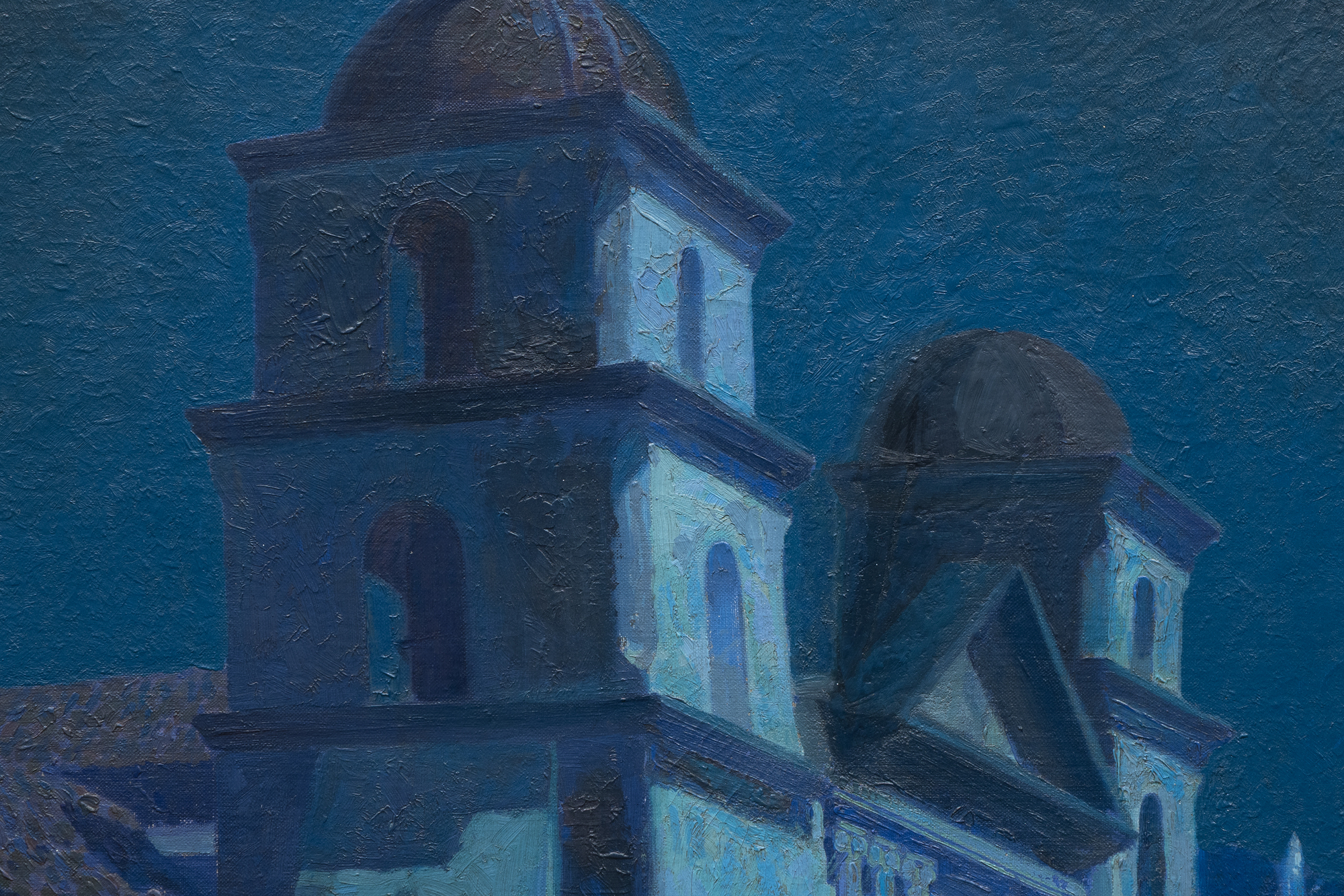 RUEHL FREDERICK HECKMAN - Santa Barbara Mission - oil on canvas - 36 x 30 in.