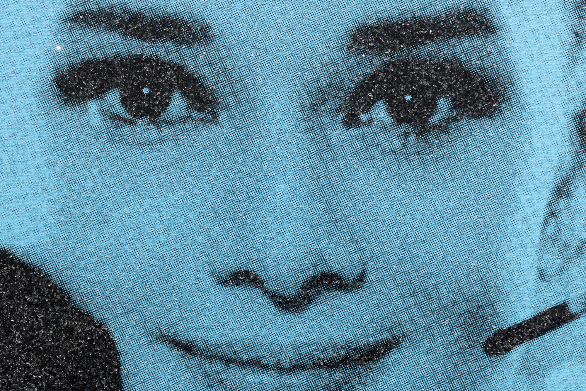 RUSSELL YOUNG - Audrey Hepburn - acrylic paint, enamel, and diamond dust screen print on linen - 35 1/4 x 27 in.