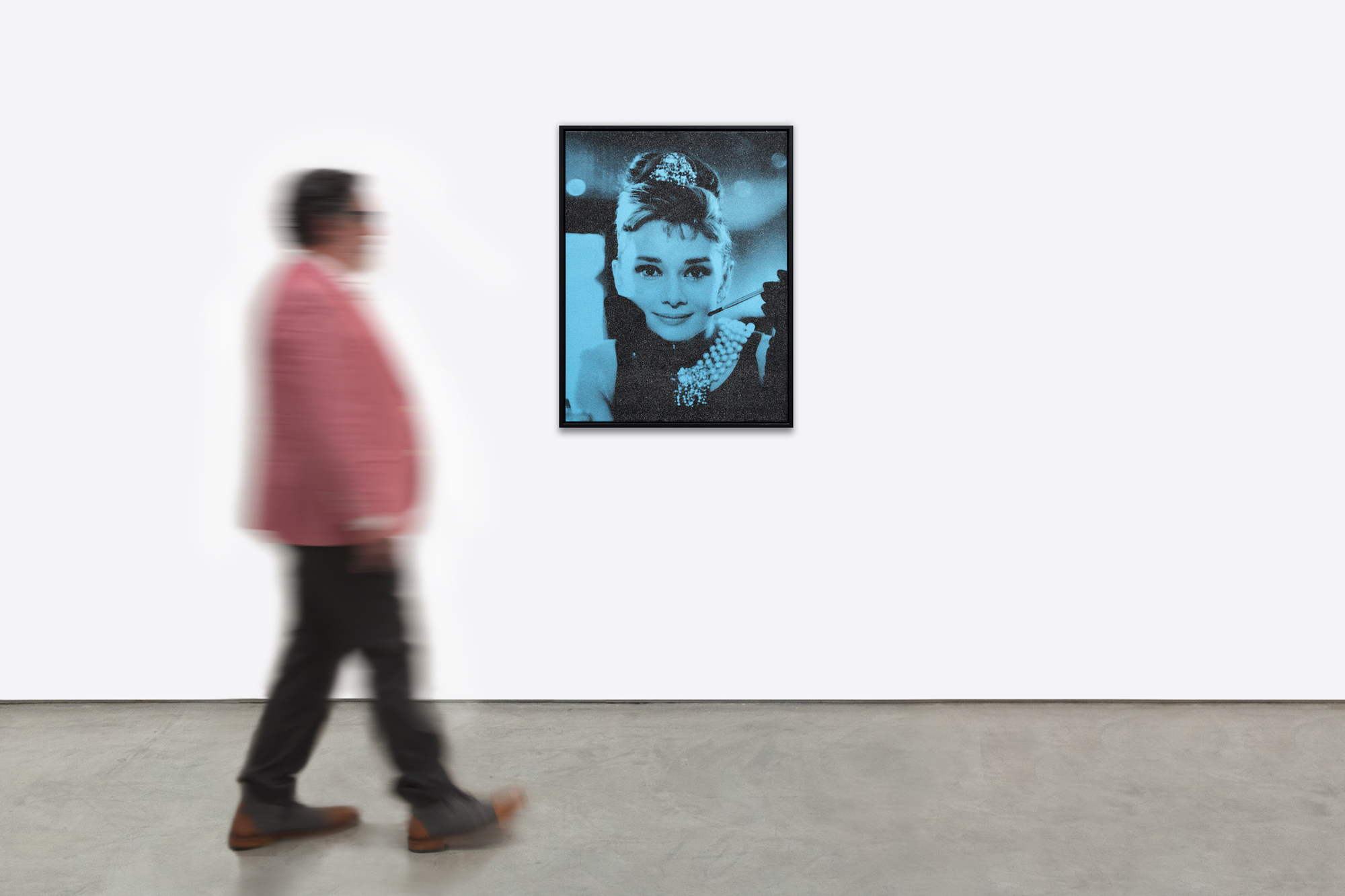 RUSSELL YOUNG - Audrey Hepburn - acrylic paint, enamel, and diamond dust screen print on linen - 35 1/4 x 27 in.