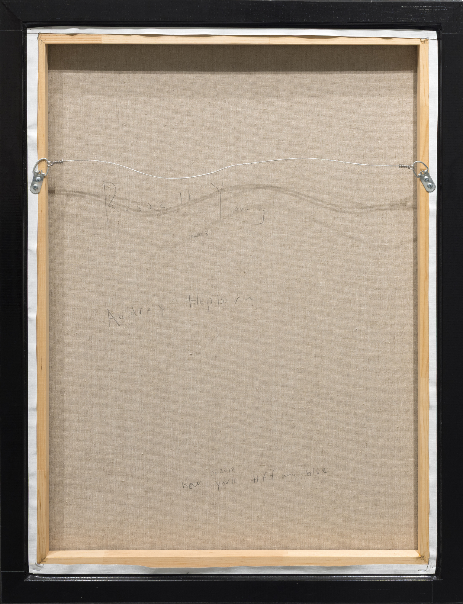 RUSSELL YOUNG - Audrey Hepburn - acrylic paint, enamel, and diamond dust screen print on linen - 35 1/4 x 27 in.