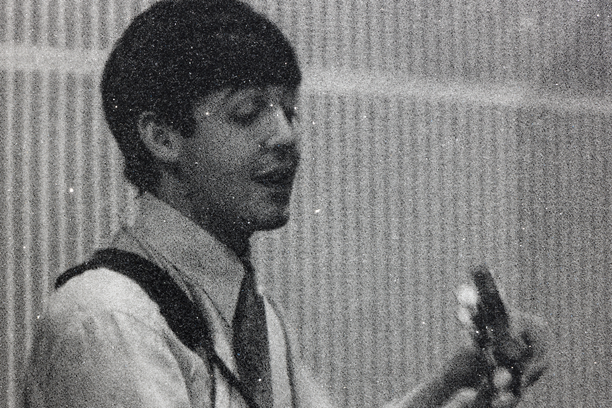 RUSSELL YOUNG - Beatlemania - acrylic, oil based ink, and diamond dust screenprint on linen - 36 x 60 in.