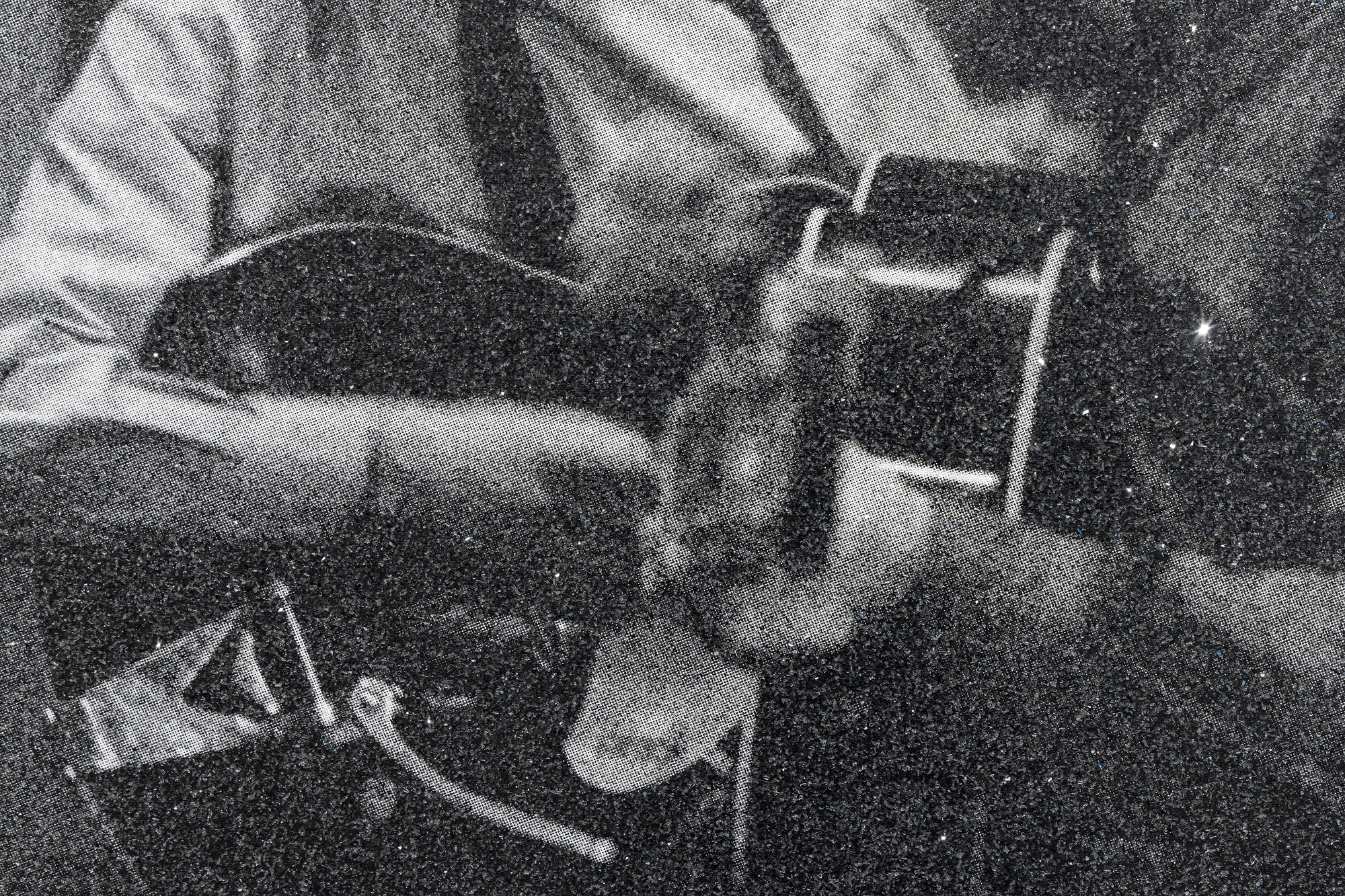 RUSSELL YOUNG - Beatlemania - acrylic, oil based ink, and diamond dust screenprint on linen - 36 x 60 in.