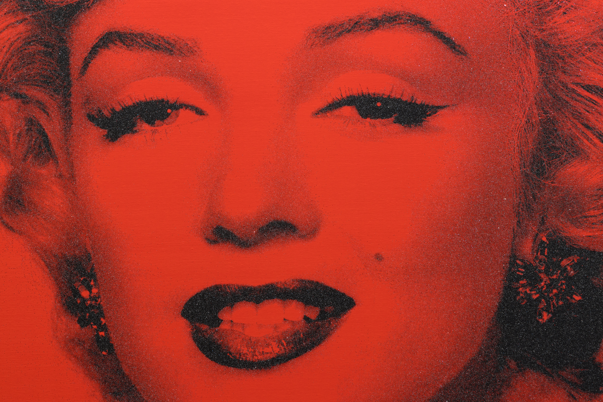 RUSSELL YOUNG - Marilyn Superstar - acrylic, enamel, screenprint, and diamond dust on canvas
dust on linen - 70 x 54 1/2 in.