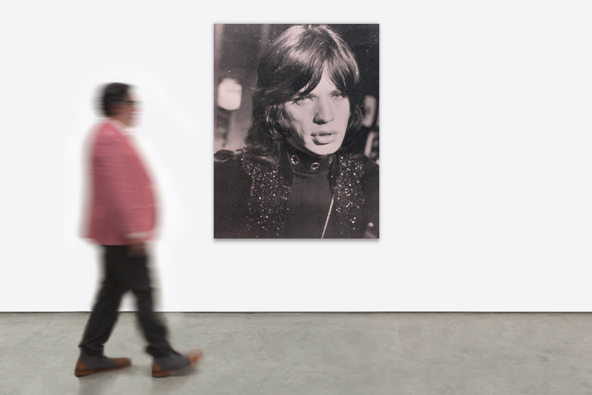 RUSSELL YOUNG - Mick Jagger (Sympathy for the Devil) - acrylic, oil based ink, screenprint with diamond dust on linen - 62 x 48 in.