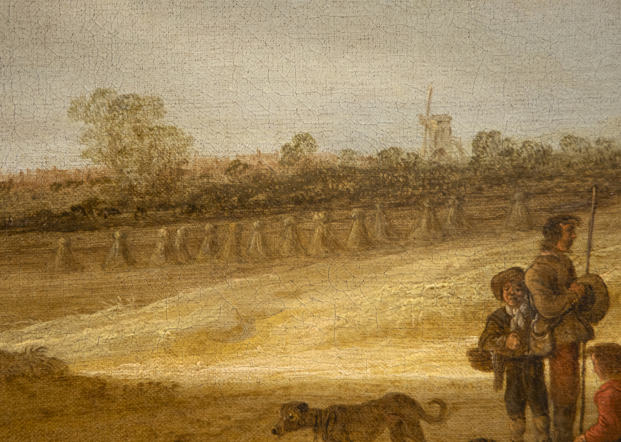 SALOMON VAN RUYSDAEL - A Dune Landscape with Figures Resting and a Couple on Horseback, a View of Nijmegen Cathedral Beyond - oil on canvas - 26 1/2 x 41 1/2 in.