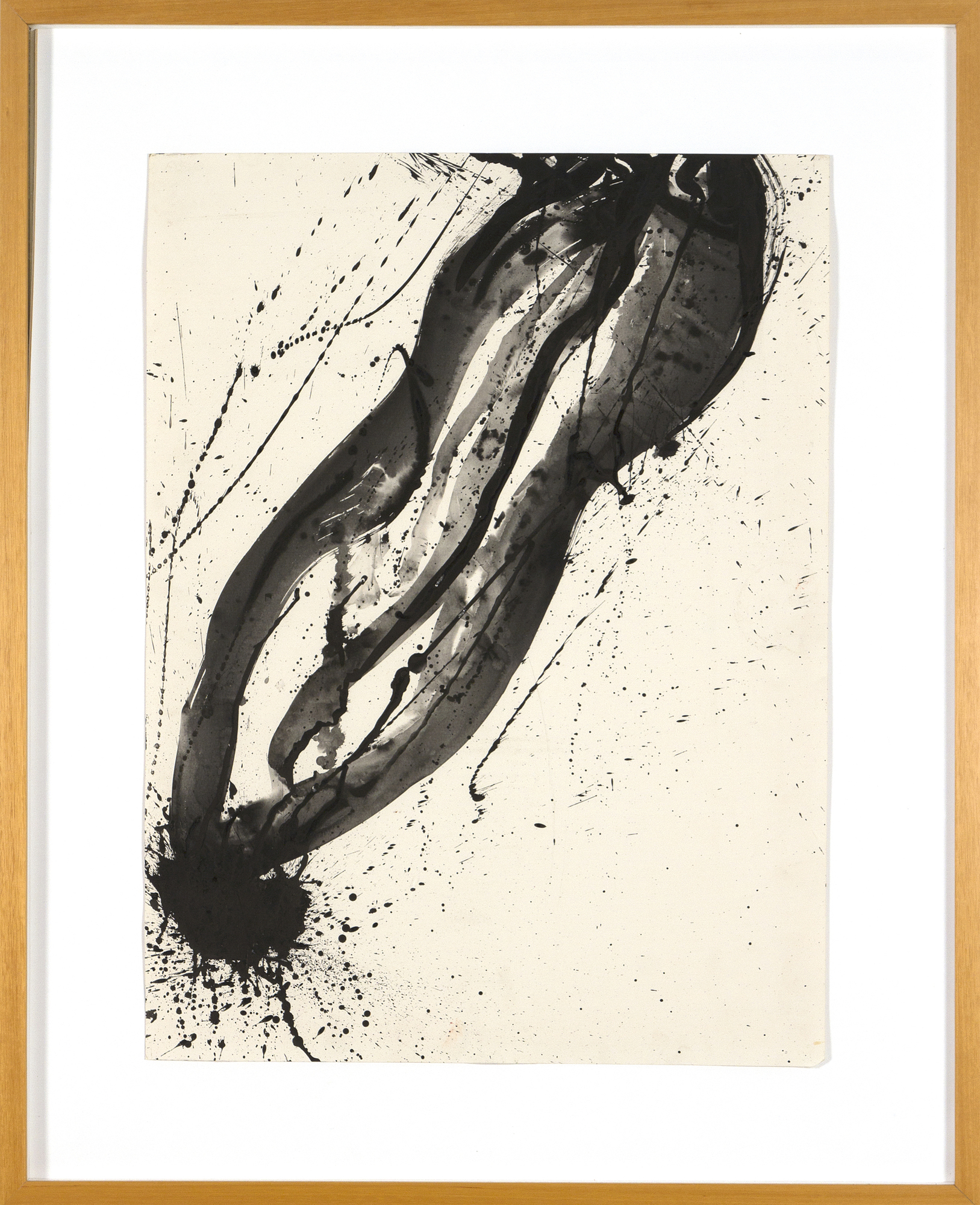SAM FRANCIS - Untitled (Black and White Composition) - acrylic on paper - 23 3/4 x 17 3/4 in.