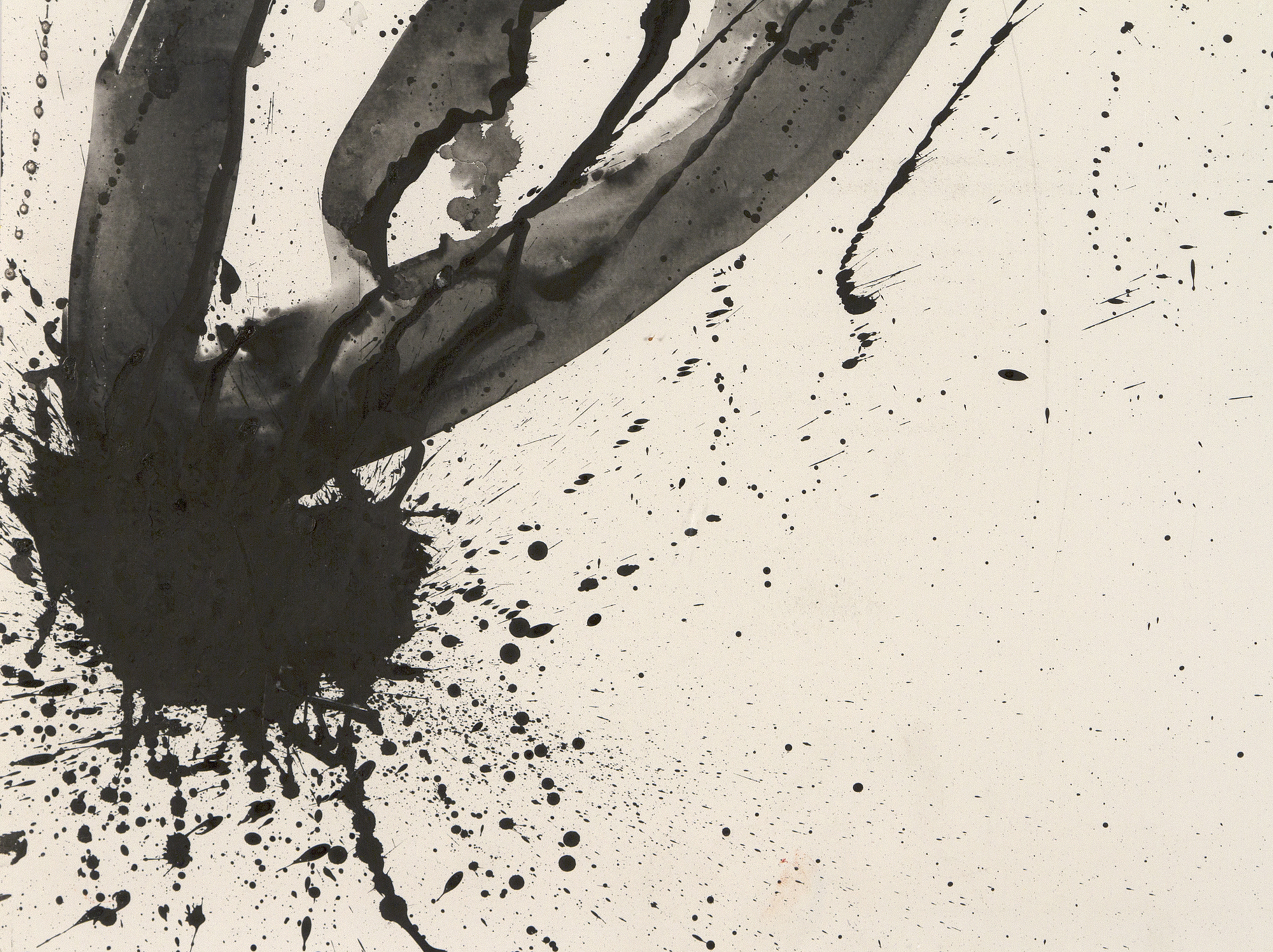 SAM FRANCIS - Untitled (Black and White Composition) - acrylic on paper - 23 3/4 x 17 3/4 in.