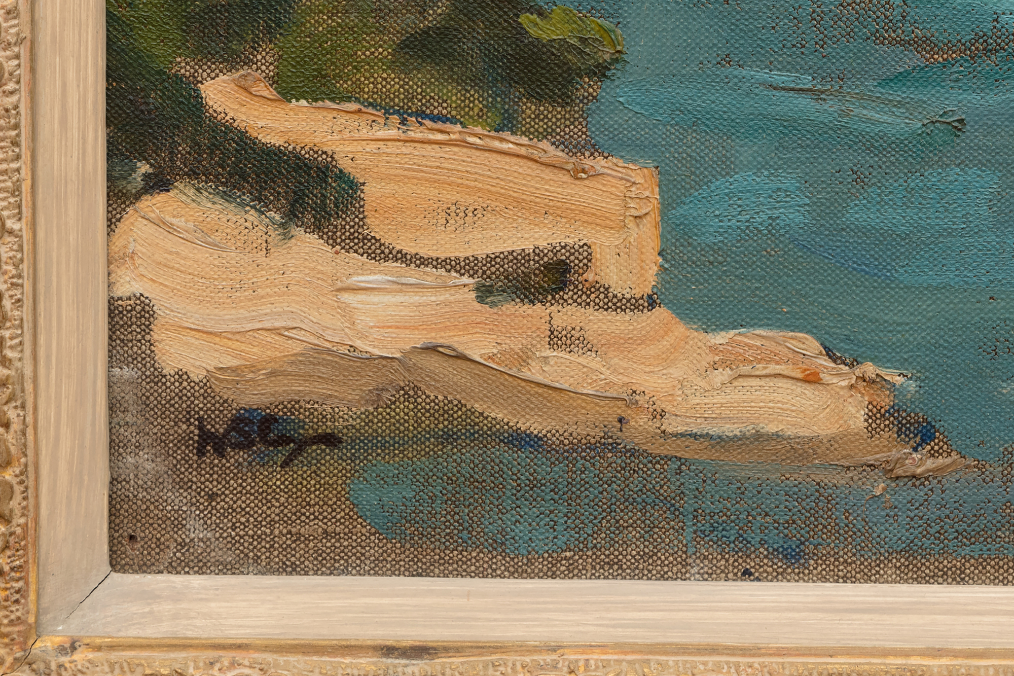 SIR WINSTON CHURCHILL - Vista sobre el puerto de Cassis (C 333) - óleo sobre lienzo - 25 x 30 pulg.