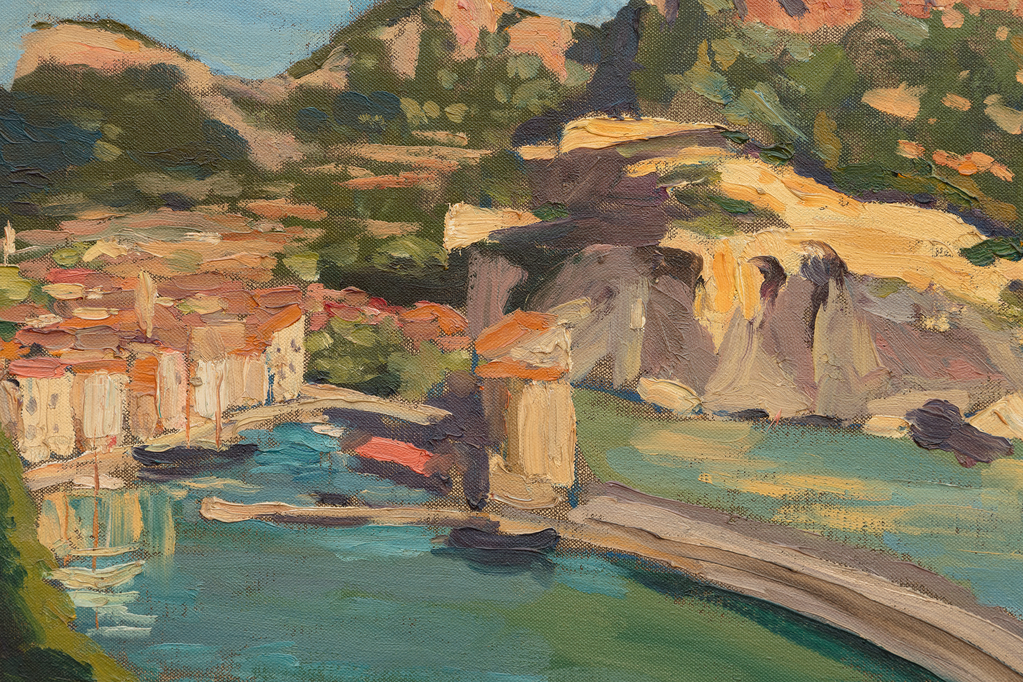 SIR WINSTON CHURCHILL - View Over Cassis Port (C 333) - oil on canvas - 25 x 30 in.