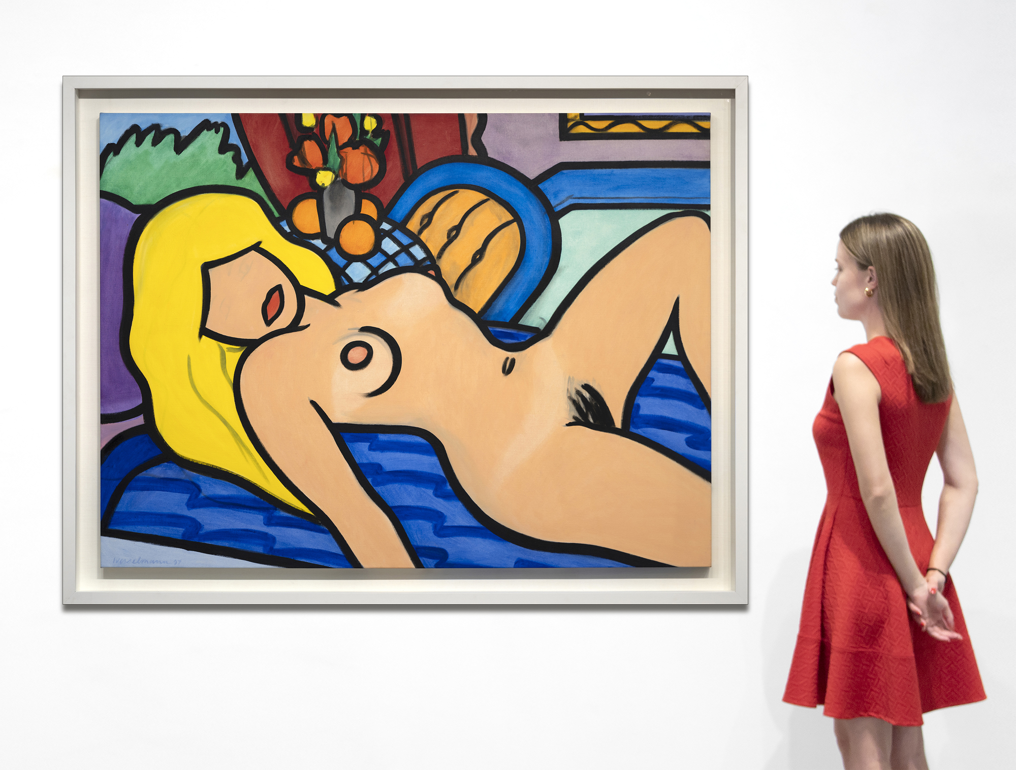 TOM WESSELMANN - 1962 Plus 35 Nude Sketch II - alkyd oil on canvas - 43 x 58 5/8 in.