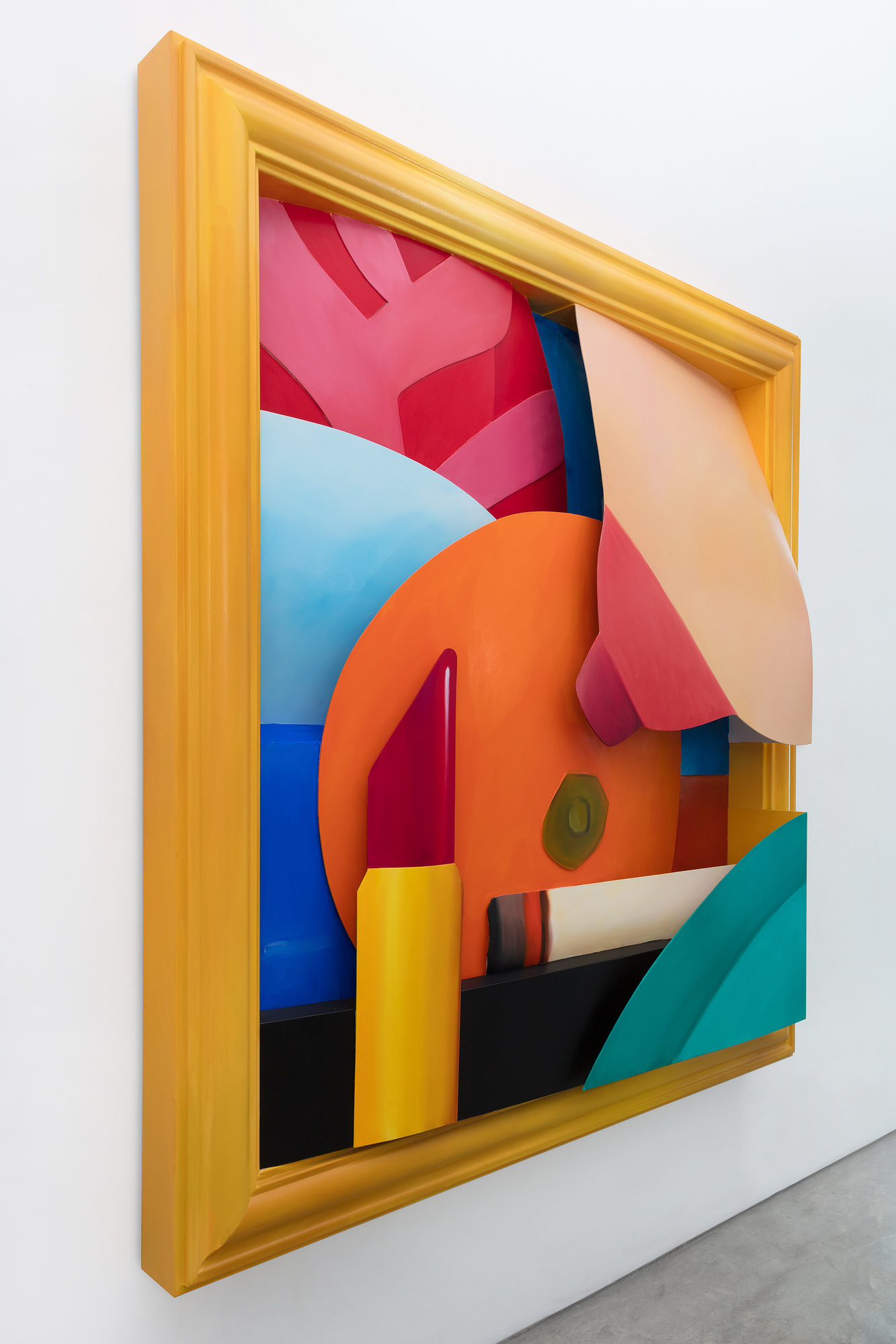 Tom Wesselmann was a leader of the Pop Art movement. He is best remembered for large-scale works, including his Great American Nude series, in which Wesselmann combined sensual imagery with everyday objects depicted in bold and vibrant colors. As he developed in his practice, Wesselmann grew beyond the traditional canvas format and began creating shaped canvases and aluminum cut-outs that often functioned as sculptural drawings. Continuing his interest in playing with scale, Wesselmann began focusing more closely on the body parts that make up his nudes. He created his Mouth series and his Bedroom series in which particular elements, rather than the entire sitter, become the focus.<br> <br>Bedroom Breast (2004) combines these techniques, using vivid hues painted on cut-out aluminum. The work was a special commission for a private collector's residence, and the idea of a bedroom breast piece in oil on 3-D cut-out aluminum was one Wesselmann had been working with for many years prior to this work's creation. The current owner of the piece believed in Wesselmann's vision and loved the idea of bringing the subject to his home.<br><br>It's one of, if not the last, piece Wesselmann completed before he passed away. The present work is the only piece of its kind - there has never been an oil on aluminum in 3D at this scale or of this iconography.  