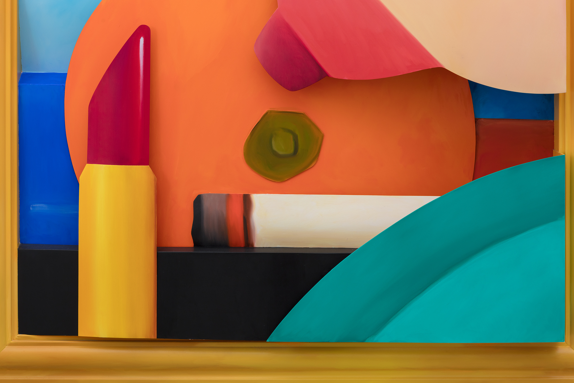 Tom Wesselmann was a leader of the Pop Art movement. He is best remembered for large-scale works, including his Great American Nude series, in which Wesselmann combined sensual imagery with everyday objects depicted in bold and vibrant colors. As he developed in his practice, Wesselmann grew beyond the traditional canvas format and began creating shaped canvases and aluminum cut-outs that often functioned as sculptural drawings. Continuing his interest in playing with scale, Wesselmann began focusing more closely on the body parts that make up his nudes. He created his Mouth series and his Bedroom series in which particular elements, rather than the entire sitter, become the focus.<br> <br>Bedroom Breast (2004) combines these techniques, using vivid hues painted on cut-out aluminum. The work was a special commission for a private collector's residence, and the idea of a bedroom breast piece in oil on 3-D cut-out aluminum was one Wesselmann had been working with for many years prior to this work's creation. The current owner of the piece believed in Wesselmann's vision and loved the idea of bringing the subject to his home.<br><br>It's one of, if not the last, piece Wesselmann completed before he passed away. The present work is the only piece of its kind - there has never been an oil on aluminum in 3D at this scale or of this iconography.  