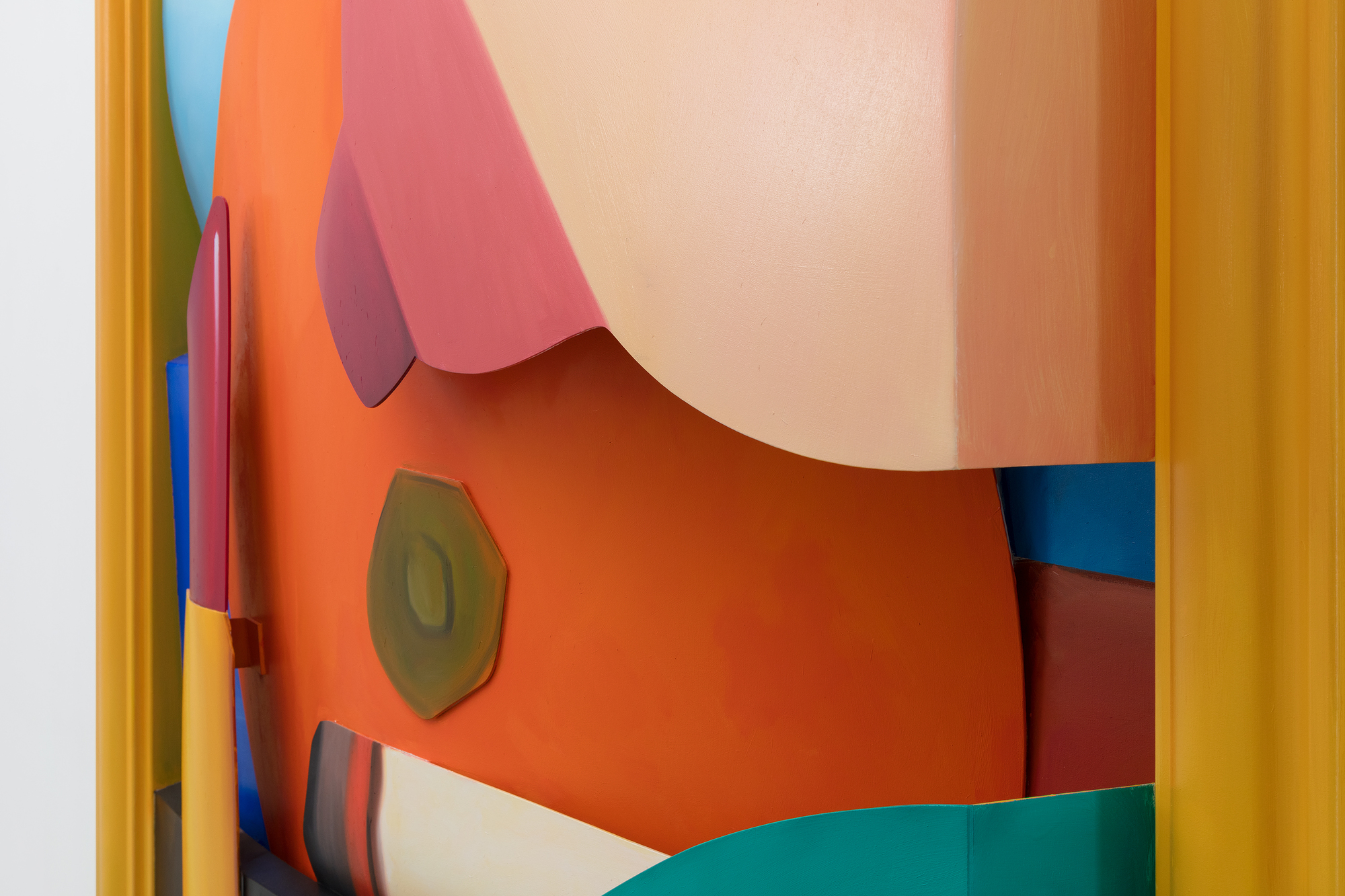 Tom Wesselmann was a leader of the Pop Art movement. He is best remembered for large-scale works, including his Great American Nude series, in which Wesselmann combined sensual imagery with everyday objects depicted in bold and vibrant colors. As he developed in his practice, Wesselmann grew beyond the traditional canvas format and began creating shaped canvases and aluminum cut-outs that often functioned as sculptural drawings. Continuing his interest in playing with scale, Wesselmann began focusing more closely on the body parts that make up his nudes. He created his Mouth series and his Bedroom series in which particular elements, rather than the entire sitter, become the focus.<br> <br>Bedroom Breast (2004) combines these techniques, using vivid hues painted on cut-out aluminum. The work was a special commission for a private collector's residence, and the idea of a bedroom breast piece in oil on 3-D cut-out aluminum was one Wesselmann had been working with for many years prior to this work's creation. The current owner of the piece believed in Wesselmann's vision and loved the idea of bringing the subject to his home.<br><br>It's one of, if not the last, piece Wesselmann completed before he passed away. The present work is the only piece of its kind - there has never been an oil on aluminum in 3D at this scale or of this iconography.  