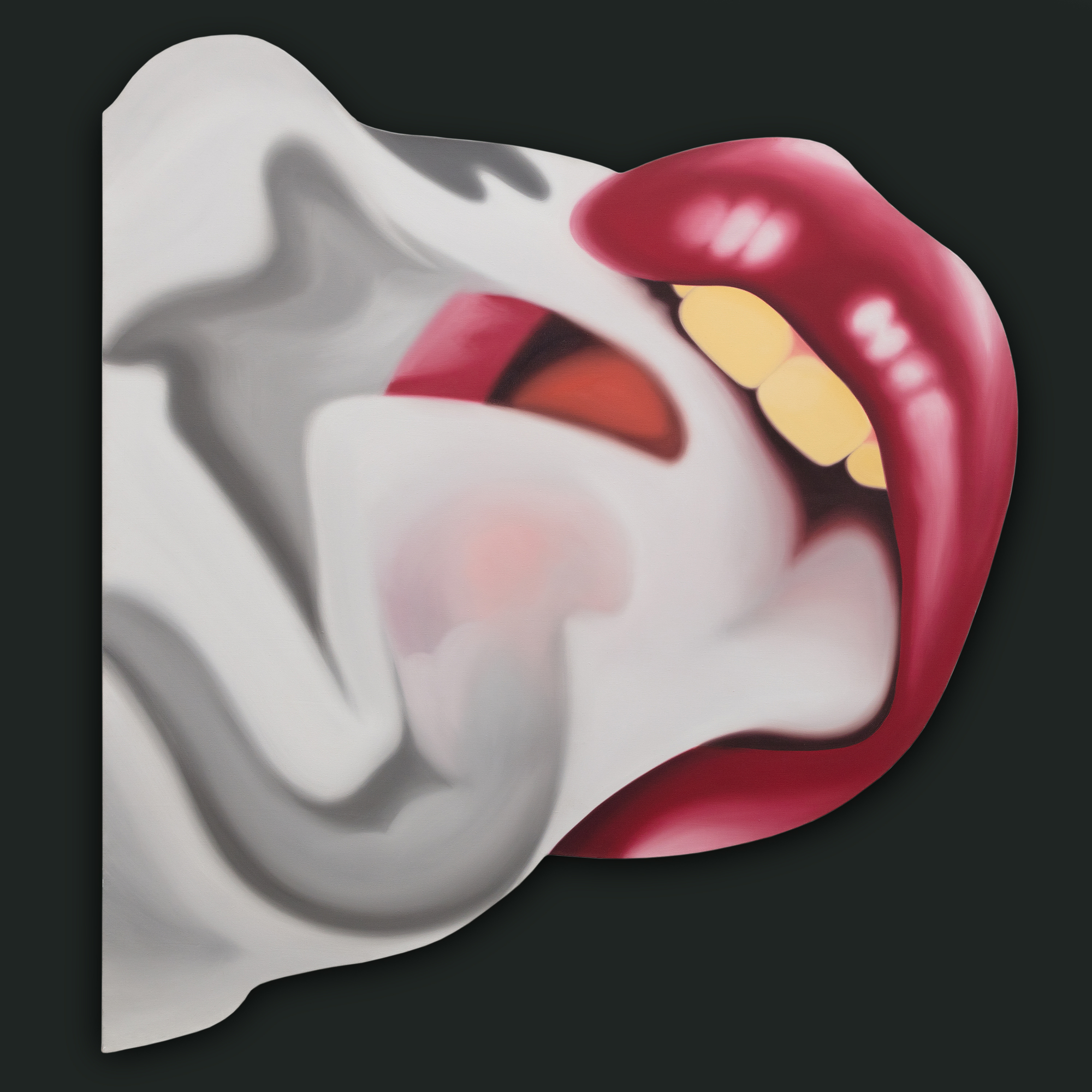 TOM WESSELMANN - Smoker No. 21 <div>Having unwittingly inserted himself into the Pop Art conversation with his Great American Nude series, Tom Wesselmann spent the rest of his career explaining that his motivation was not to focus excessively on a subject matter or to generate social commentary but instead, to give form to what titillated him most as beautiful and exciting. His disembodied Mouth series of 1965 established that an image did not have to rely on extraneous elements to communicate meaning. But it was his follow-up performances with the Smoker series and its seductive, fetish allure that raised his standing among true sybarites everywhere. Apart from perceiving smoking as cool and chic, a painting such as Smoker #21 is the consummate celebration of Wesselmann’s abilities as a painter. Enticed by the undulating smoke, Wesselmann took great pains to accurately depict its sinuous movements and observe the momentary pauses that heightened his appreciation of its sensual nature. Like all of Wesselmann’s prodigious scaled artworks, Smoker #21 has the commanding presence of an altarpiece. It was produced during long hours in his impressive Manhattan studio in Cooper Square, and the result is one of sultry dynamism — evocative, sensual, alluring, sleek, luscious, and perhaps, even sinister — a painting that flaunts his graphic supremacy and potent realism varnished with his patented sex appeal flair.<br><br><br><br>Tom Wesselmann expanded upon the success of his Great American Nudes by focusing on singular features of his subjects and began painting his Mouth series in 1965. In 1967, Wesselmann’s friend Peggy Sarno paused for a cigarette while modeling for Wesselmann’s Mouth series, inspiring his Smoker paintings. The whisps of smoke were challenging to paint and required Wesselmann to utilize photographs as source material to capture the smoke’s ephemeral nature properly. The images here show Wesselmann photographing his friend, the screenwriter Danièle Thompson, as she posed for some of Wesselmann’s source images.</div>